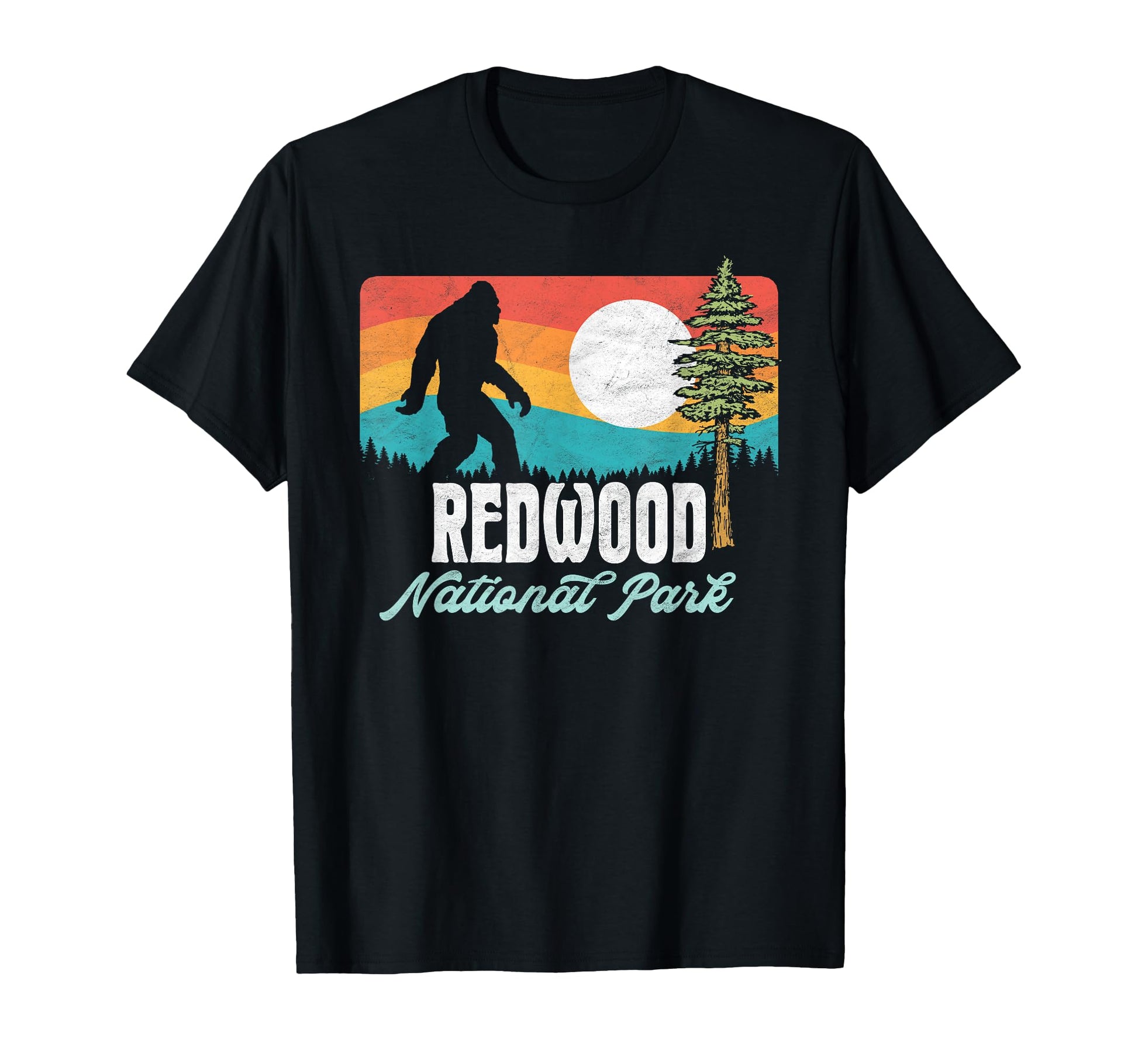 Redwood National Park Bigfoot Tree T-Shirt - Fun Novelty Design for Adults - T-Shirt, Sweatshirt, Hoodie