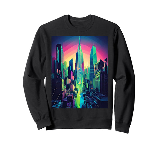 80S Inspired City Outrun Sunset Sweatshirt - Trendy Graphic Men Women - T-Shirt, Sweatshirt, Hoodie