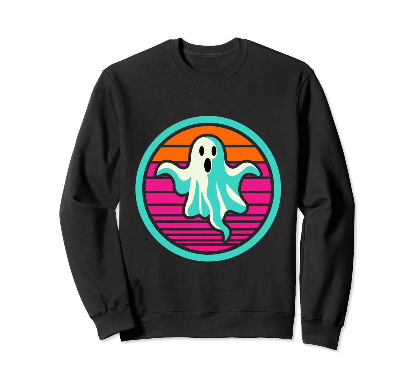 80S Ghost Halloween Retrowave Sweatshirt - Custom Art Print Unisex - T-Shirt, Sweatshirt, Hoodie