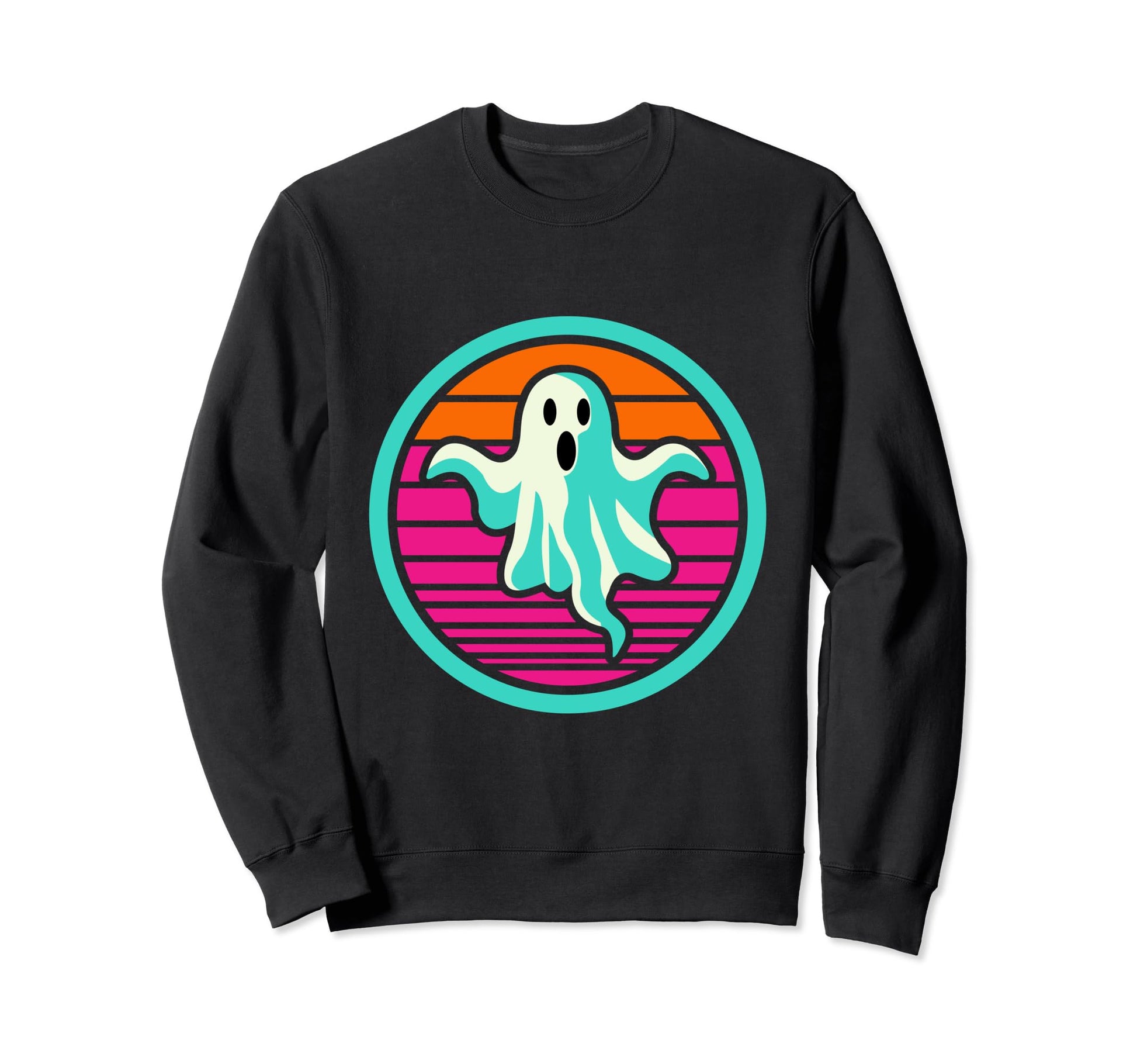 80S Ghost Halloween Retrowave Sweatshirt - Custom Art Print Unisex - T-Shirt, Sweatshirt, Hoodie