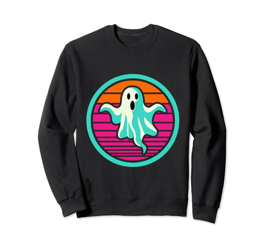 80S Ghost Halloween Retrowave Sweatshirt - Custom Art Print Unisex - T-Shirt, Sweatshirt, Hoodie