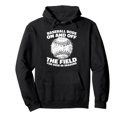 66 Years Old Baseballer Sport Player Hoodie - Aesthetic Graphic for Adults - T-Shirt, Sweatshirt, Hoodie