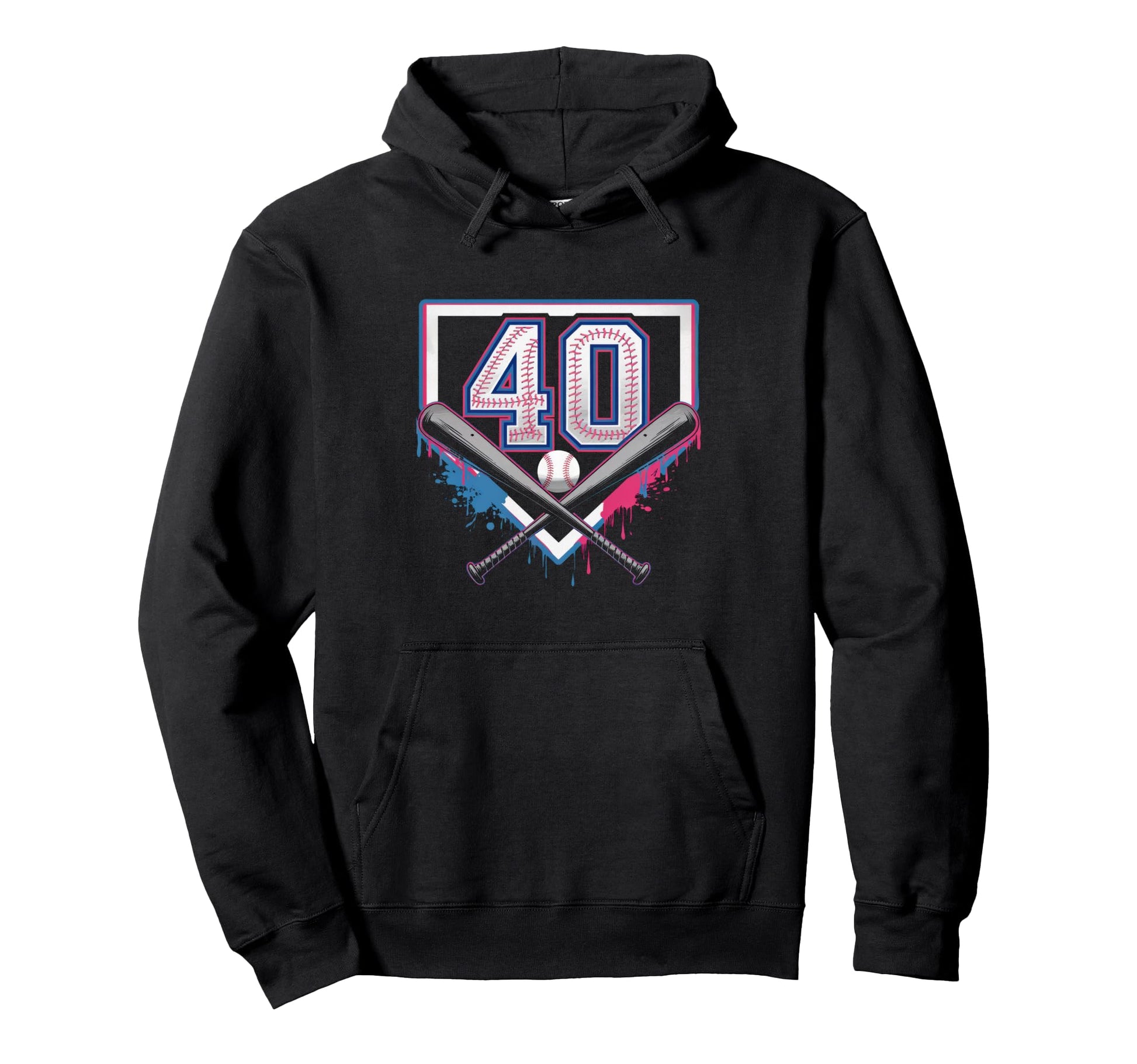 40Th Birthday Baseball Home Ice Cream Hoodie - Trendy Graphic for Adults - T-Shirt, Sweatshirt, Hoodie