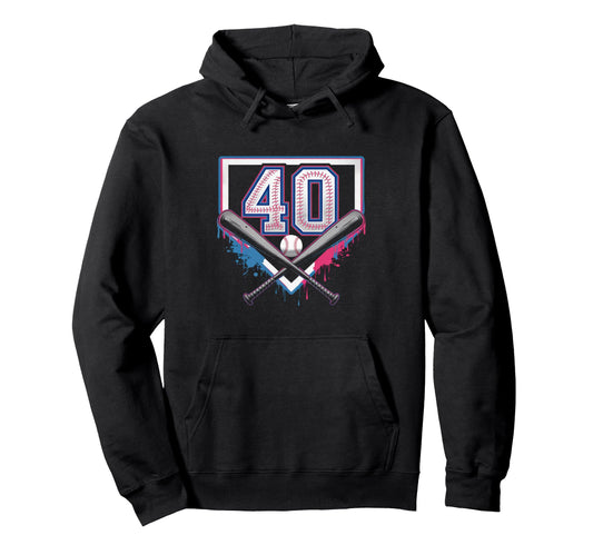 40Th Birthday Baseball Home Ice Cream Hoodie - Trendy Graphic for Adults - T-Shirt, Sweatshirt, Hoodie