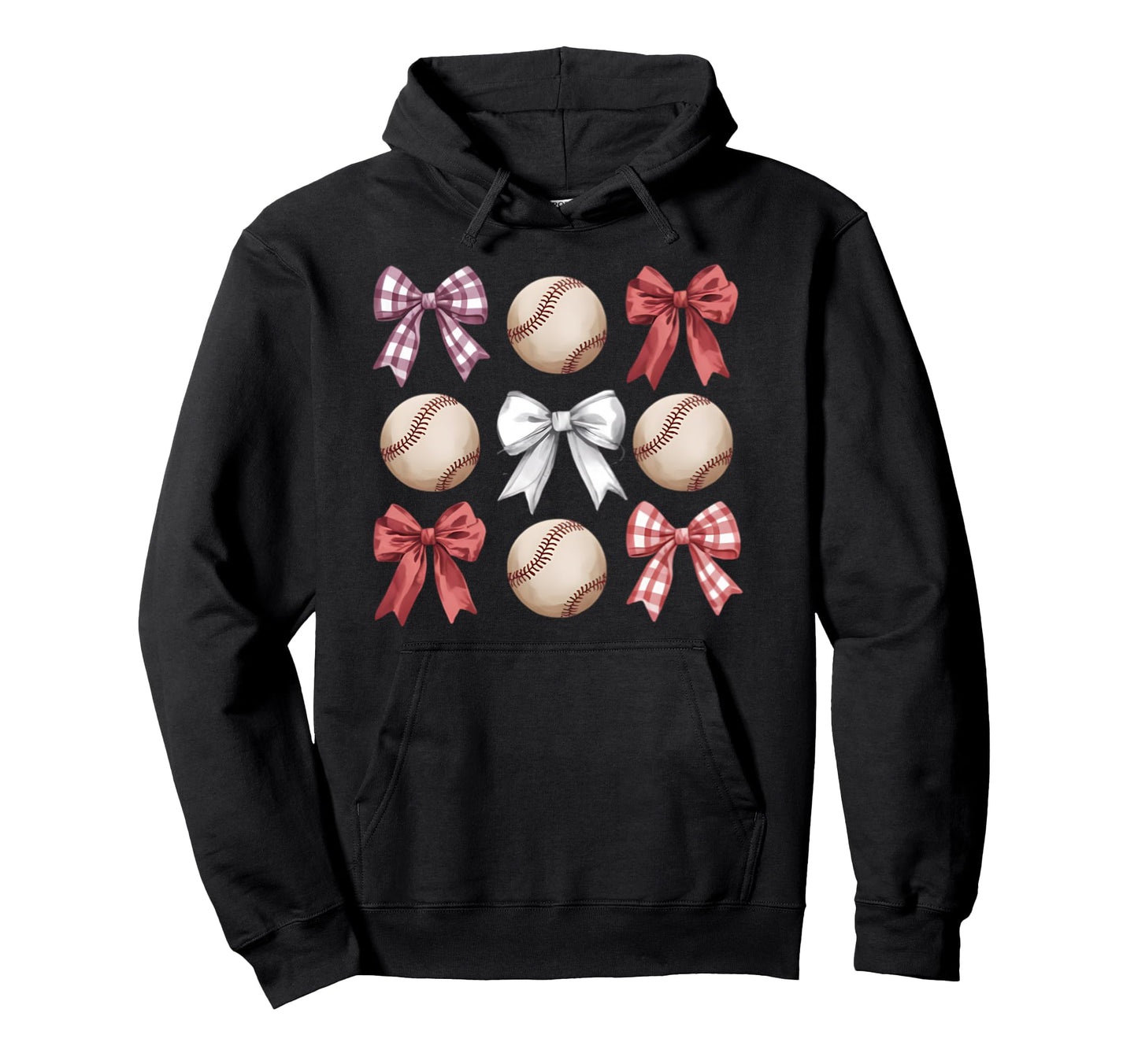 Baseball Coquette Bow Mom Sister Hoodie - Casual Everyday Wear Men Women - T-Shirt, Sweatshirt, Hoodie