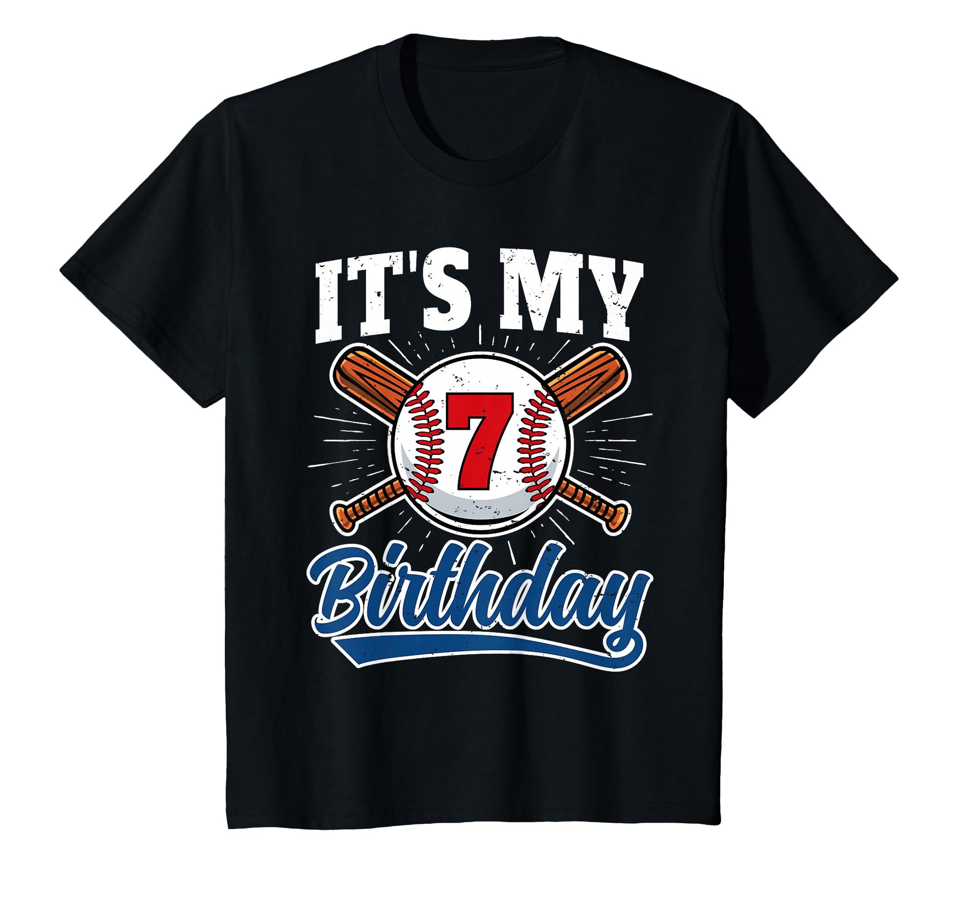 7 Years Old Baseball Player 7Th Birthday T-Shirt - Custom Art Print Unisex - T-Shirt, Sweatshirt, Hoodie