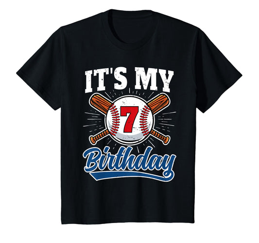 7 Years Old Baseball Player 7Th Birthday T-Shirt - Custom Art Print Unisex - T-Shirt, Sweatshirt, Hoodie