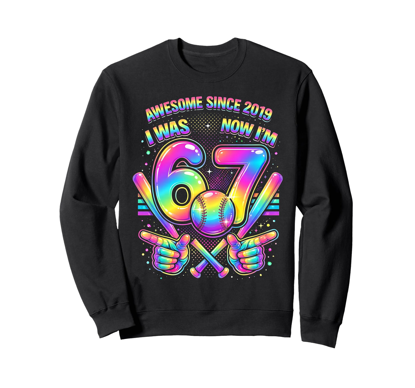 I Was 6 Now Im 7 Baseball Sweatshirt - Streetwear Style for Adults - T-Shirt, Sweatshirt, Hoodie