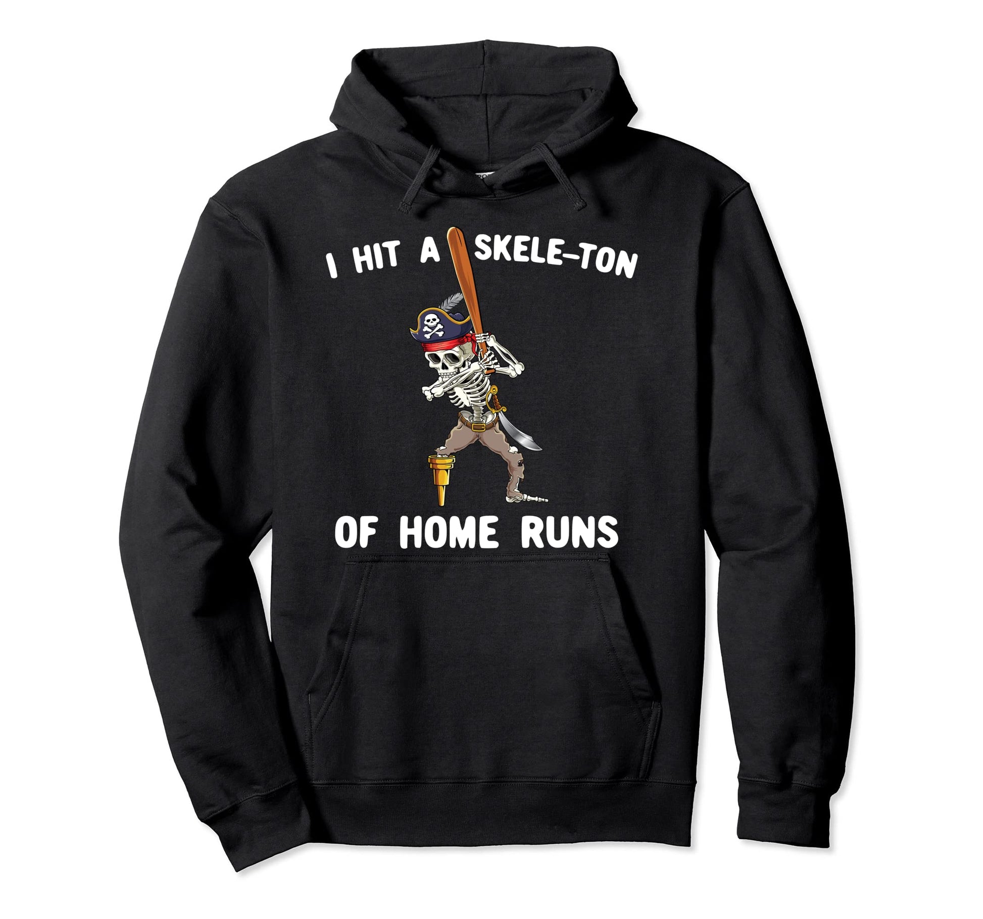 Skeleton Pirate Baseball Batting Home Hoodie - Aesthetic Graphic Unisex - T-Shirt, Sweatshirt, Hoodie