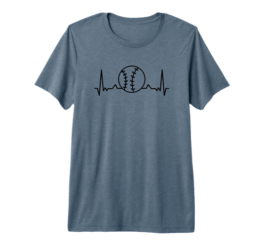 Baseball Heartbeat Funny Baseball T-Shirt - Graphic Print for Adults - T-Shirt, Sweatshirt, Hoodie