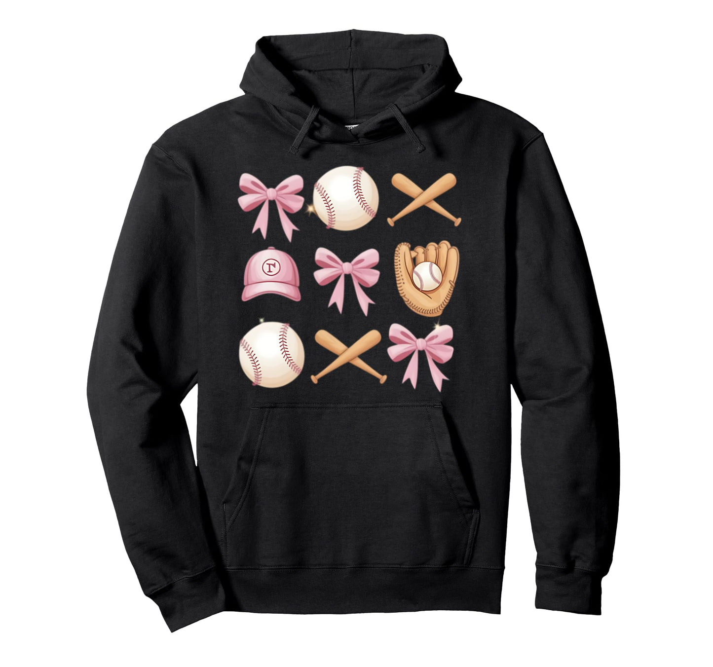 Baseball Coquette Bow Mom Sister Hoodie - Unique Graphic Unisex - T-Shirt, Sweatshirt, Hoodie