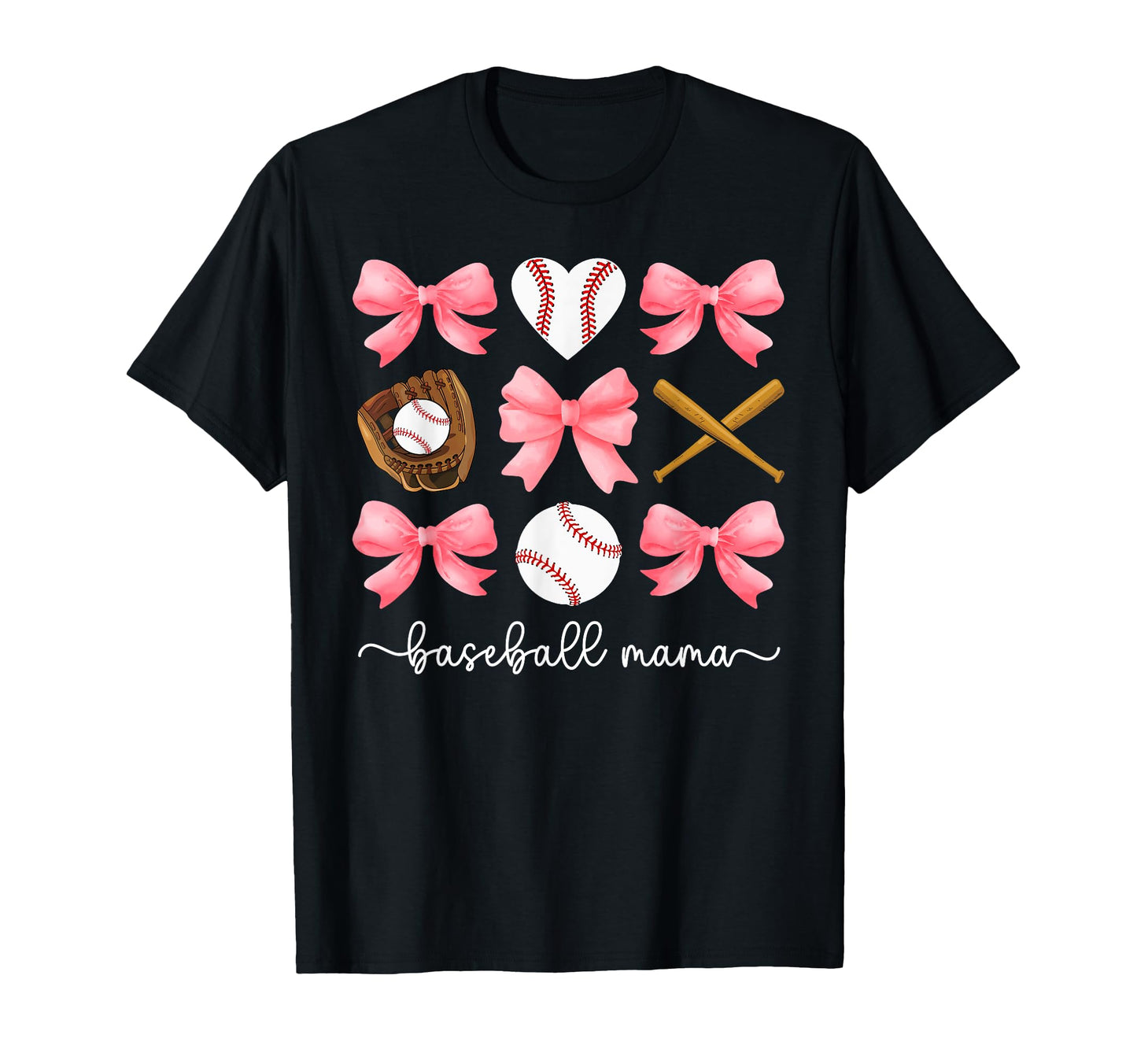 Baseball Mama Bow Baseball Mom T-Shirt - Fun Novelty Design Unisex - T-Shirt, Sweatshirt, Hoodie