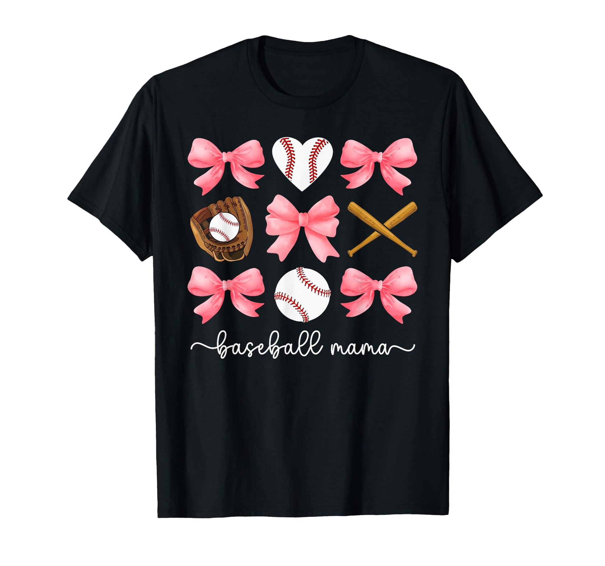 Baseball Mama Bow Baseball Mom T-Shirt - Fun Novelty Design Unisex - T-Shirt, Sweatshirt, Hoodie