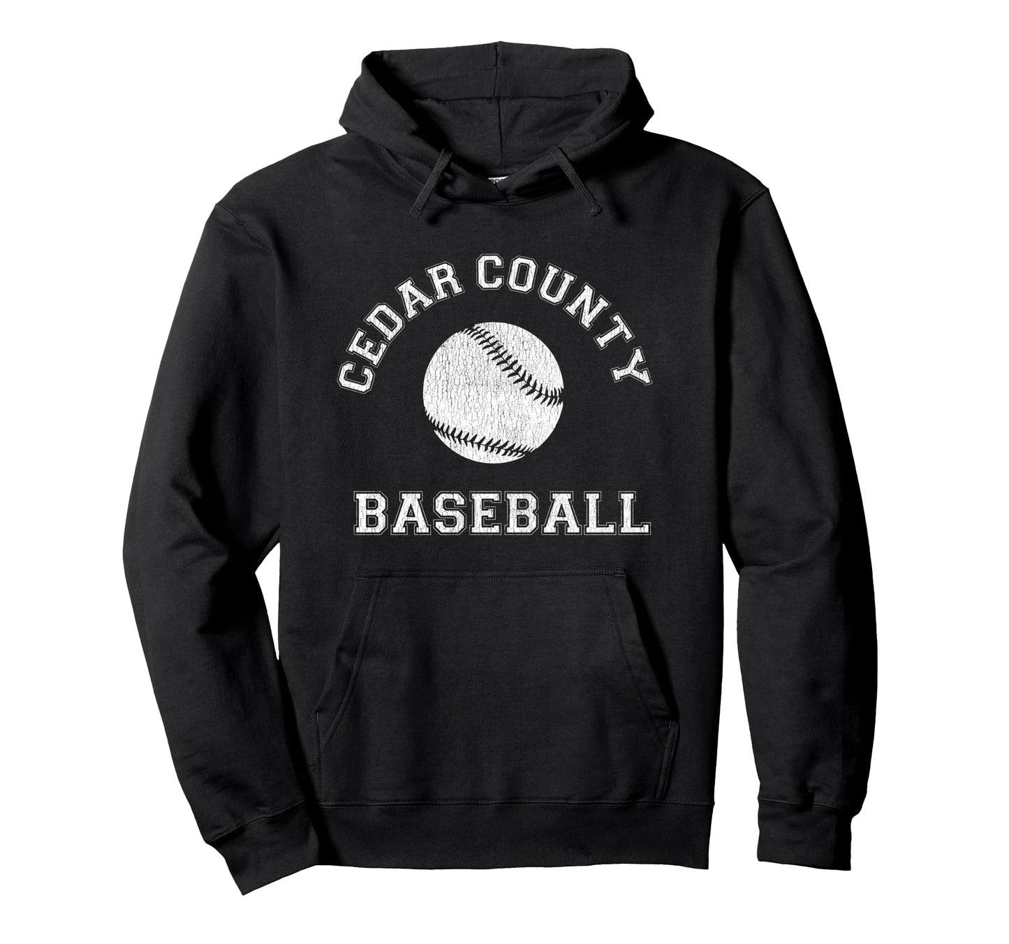 Cedar County Baseball Distressed Hoodie - Minimalist Print for Adults - T-Shirt, Sweatshirt, Hoodie
