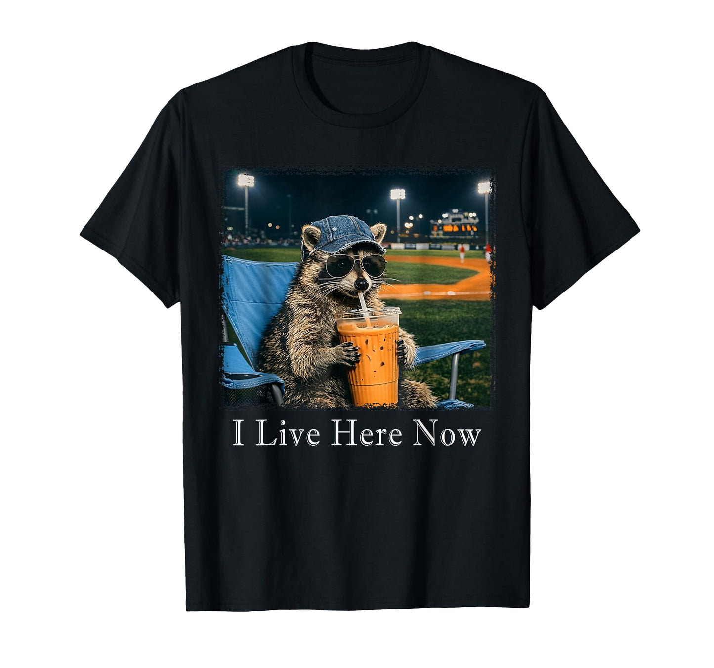 I Live Here Now Funny Ballfield Baseball T-Shirt - Trendy Graphic Unisex - T-Shirt, Sweatshirt, Hoodie