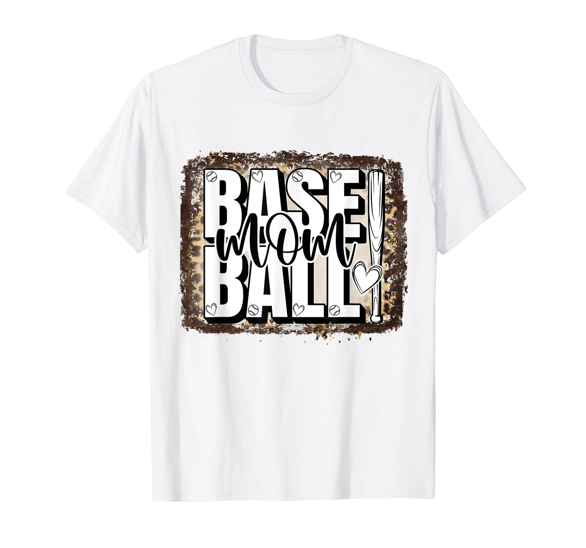Softball Baseball Mom Mothers Day Leopard T-Shirt - Unique Graphic Unisex - T-Shirt, Sweatshirt, Hoodie