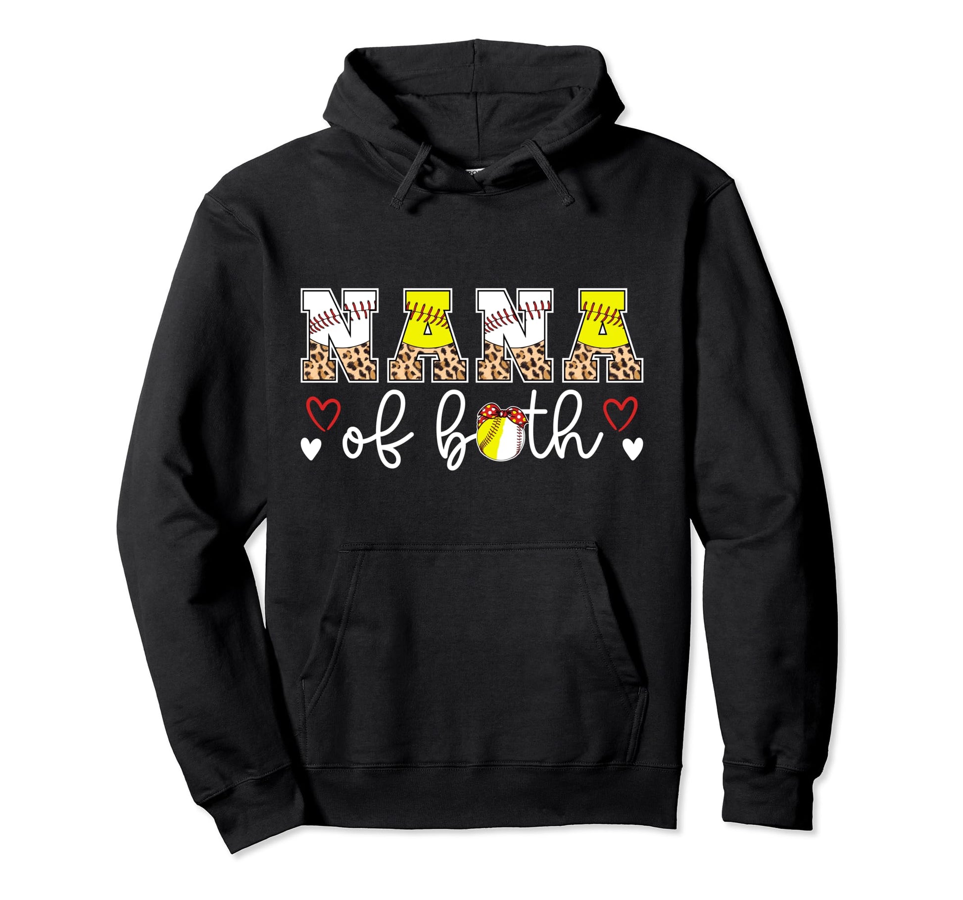 Nana Both Leopard Baseball Softball Nana Hoodie - Minimalist Print Unisex - T-Shirt, Sweatshirt, Hoodie