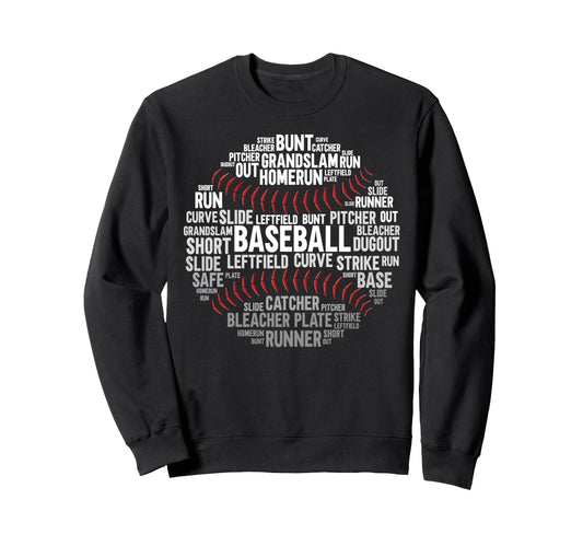 Baseball Fan Word Cloud Baseball Sweatshirt - Streetwear Style for Adults - T-Shirt, Sweatshirt, Hoodie