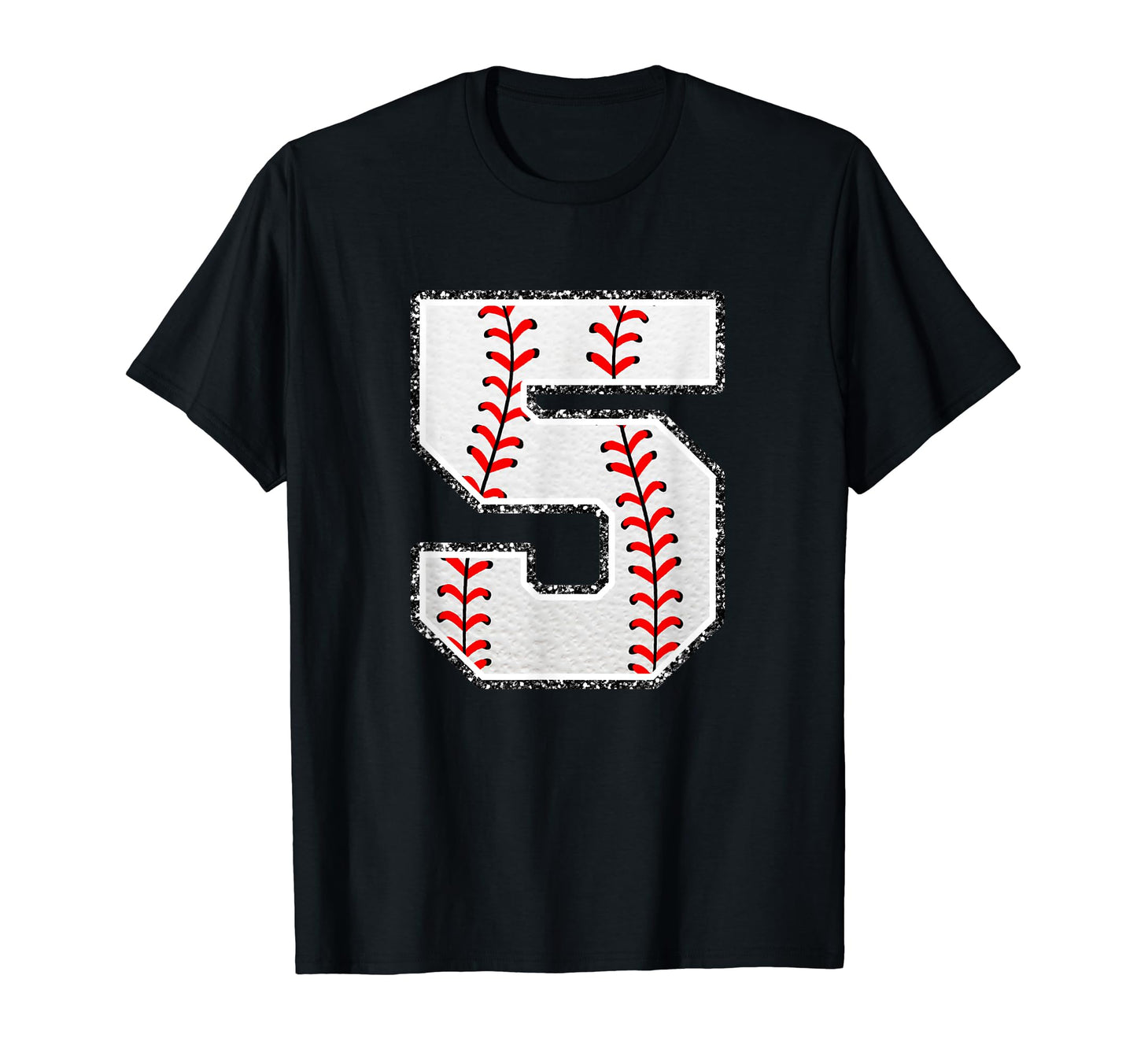 Number 5 Baseball Distressed Number T-Shirt - Novelty Apparel for Adults - T-Shirt, Sweatshirt, Hoodie