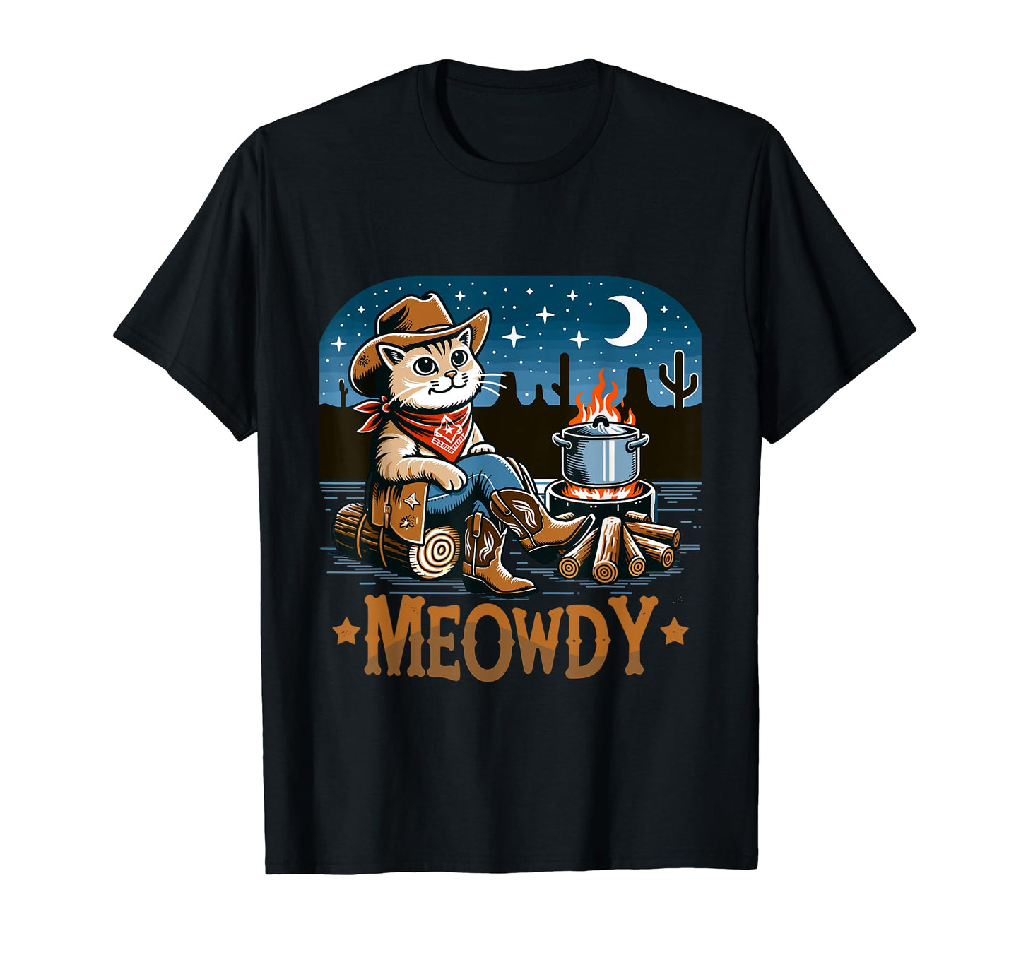 Meowdy Country Cowboy Western Cat T-Shirt - Unique Graphic for Adults - T-Shirt, Sweatshirt, Hoodie