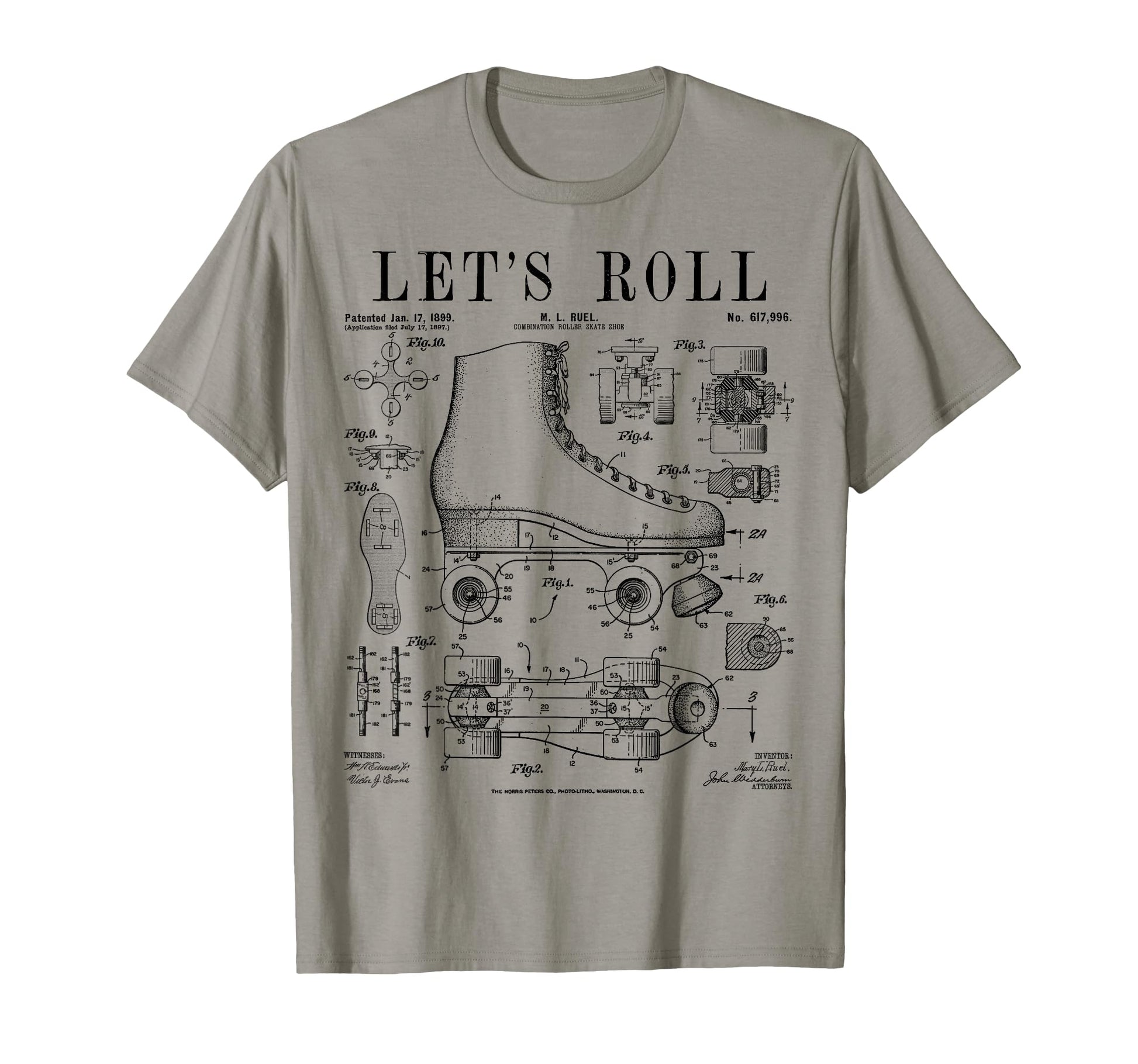 Lets Roll Roller Derby Skating Skater T-Shirt - Graphic Print for Adults - T-Shirt, Sweatshirt, Hoodie