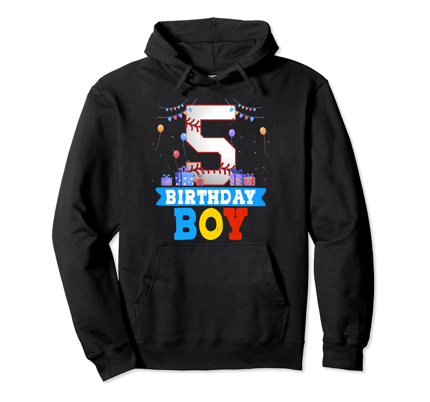 Happy 5Th Birthday Baseball Sport Hoodie - Casual Everyday Wear Men Women - T-Shirt, Sweatshirt, Hoodie
