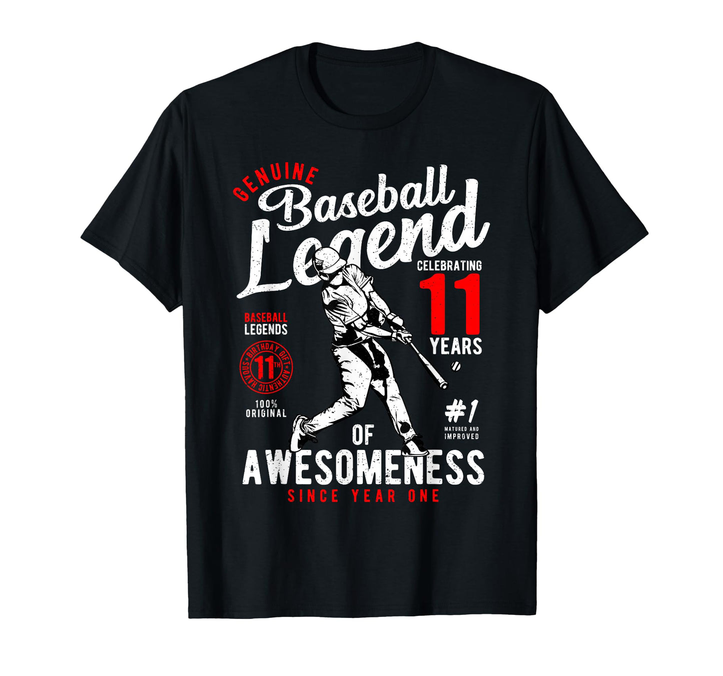 11Th Birthday Gift Baseball Legend 11 T-Shirt - Minimalist Print Men Women - T-Shirt, Sweatshirt, Hoodie