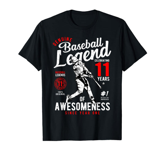 11Th Birthday Gift Baseball Legend 11 T-Shirt - Minimalist Print Men Women - T-Shirt, Sweatshirt, Hoodie