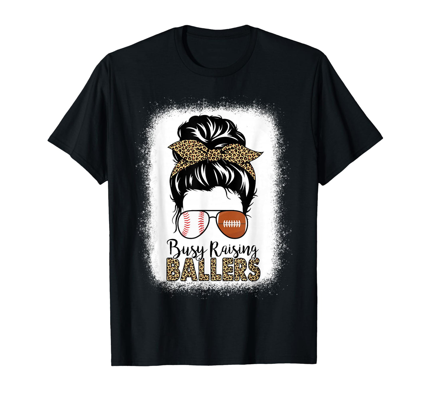 Baseball Football Mom Messy Bun Busy T-Shirt - Trendy Graphic Unisex - T-Shirt, Sweatshirt, Hoodie