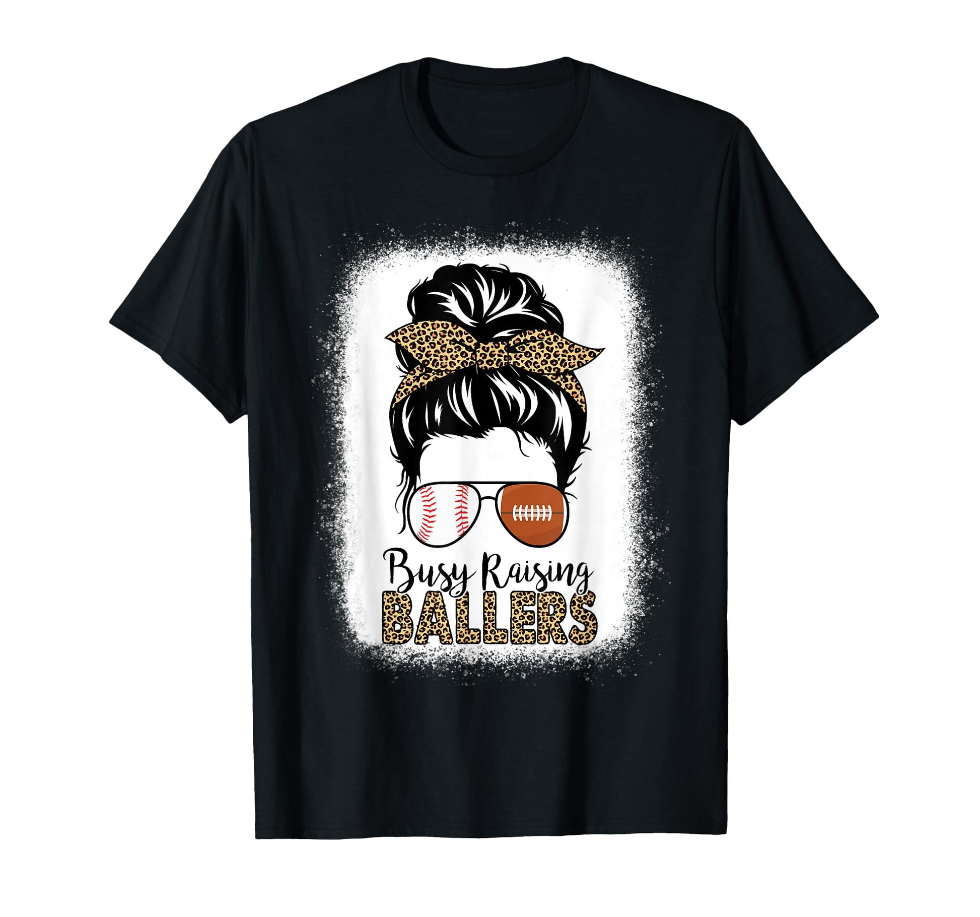 Baseball Football Mom Messy Bun Busy T-Shirt - Trendy Graphic Unisex - T-Shirt, Sweatshirt, Hoodie
