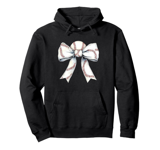 Baseball Coquette Bow Baseball Player Hoodie - Aesthetic Graphic for Adults - T-Shirt, Sweatshirt, Hoodie