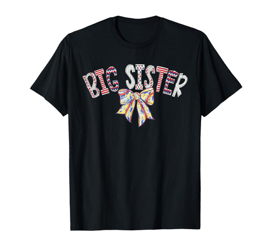 Baseball Big Sister Coquette Bow Game T-Shirt - Minimalist Print Men Women - T-Shirt, Sweatshirt, Hoodie