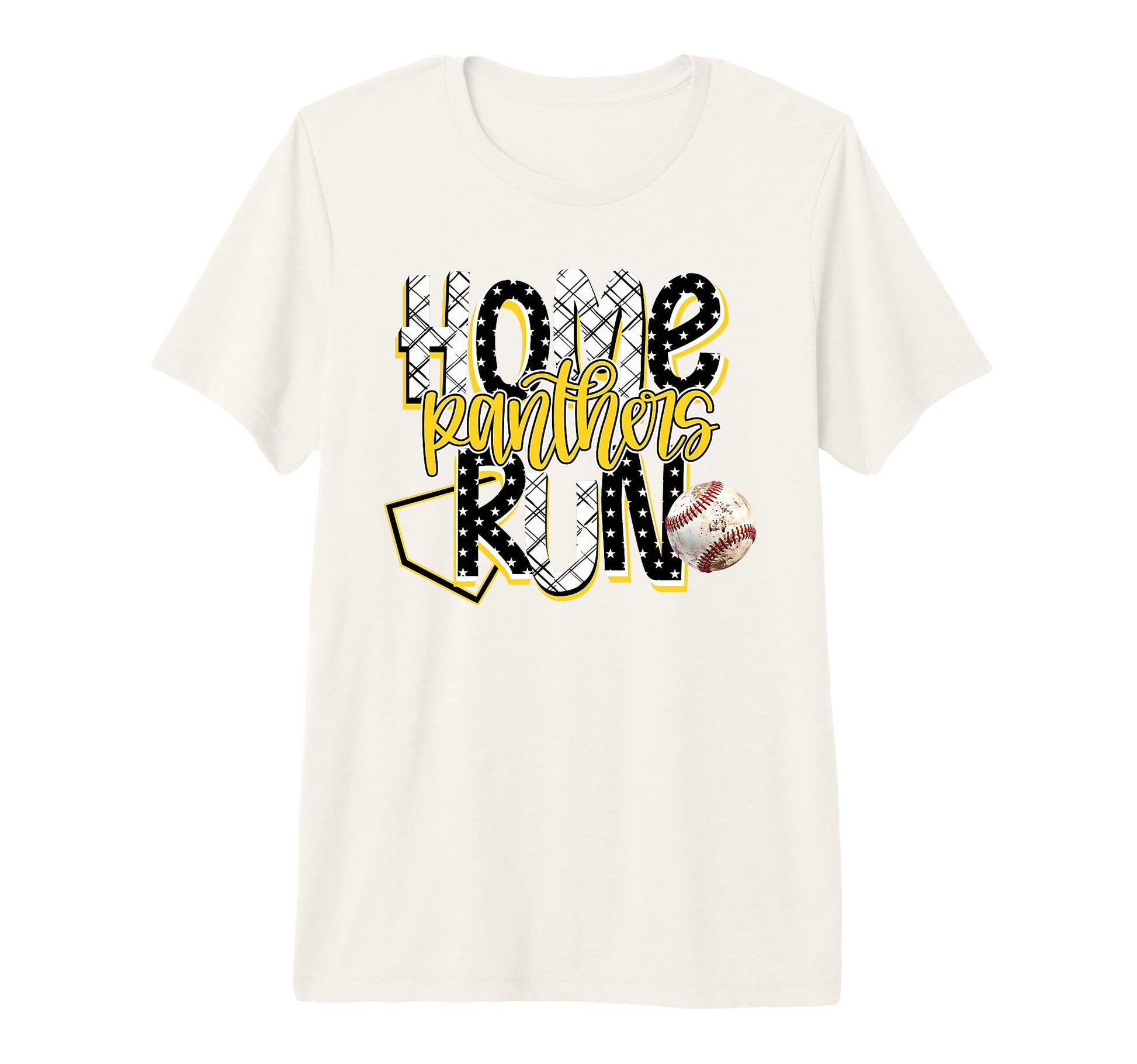 Home Run Panthers Baseball Yellow T-Shirt - Aesthetic Graphic Unisex - T-Shirt, Sweatshirt, Hoodie