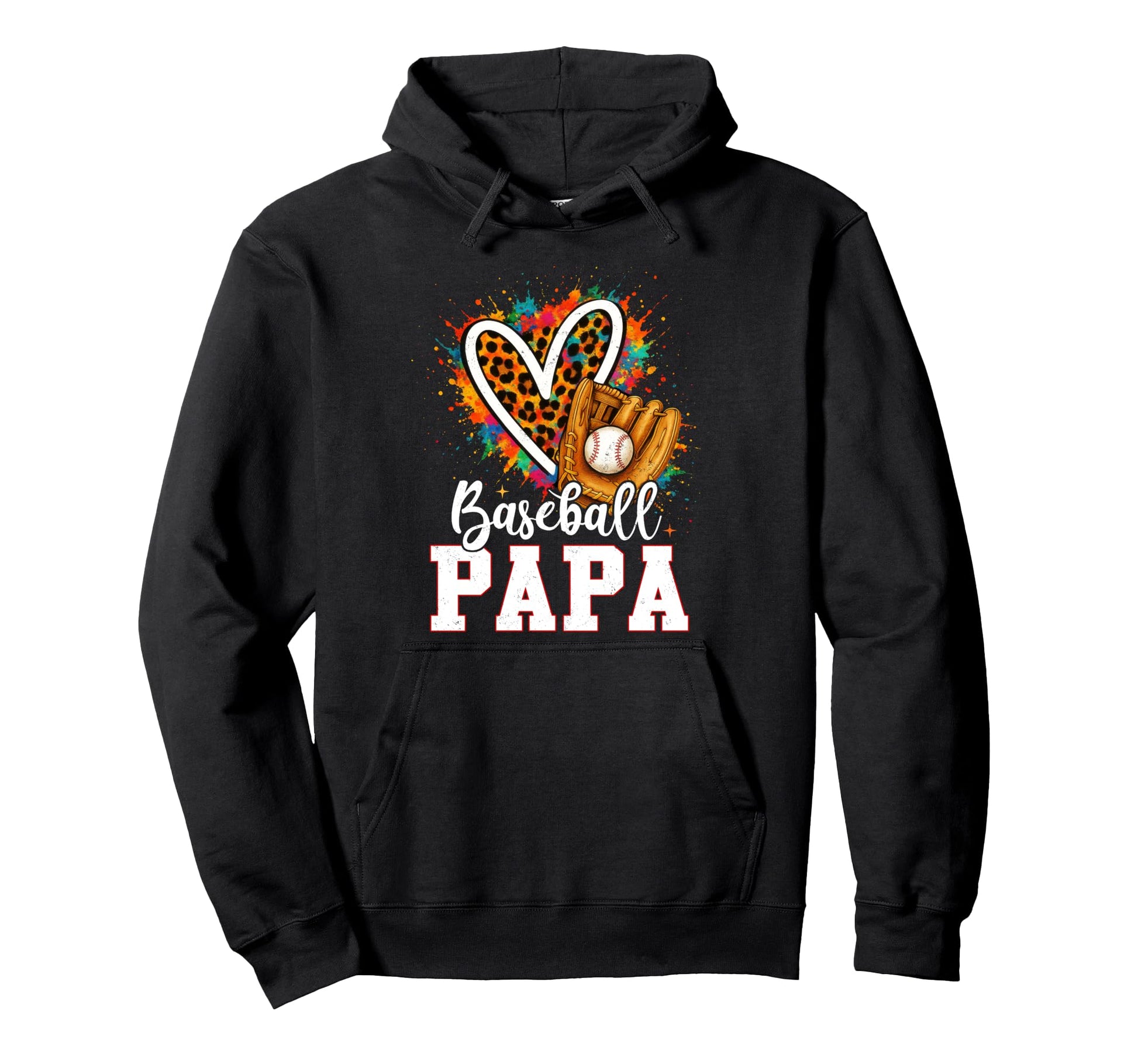 My Favorite Baseball Dad Leopard Heart Hoodie - Minimalist Print Men Women - T-Shirt, Sweatshirt, Hoodie