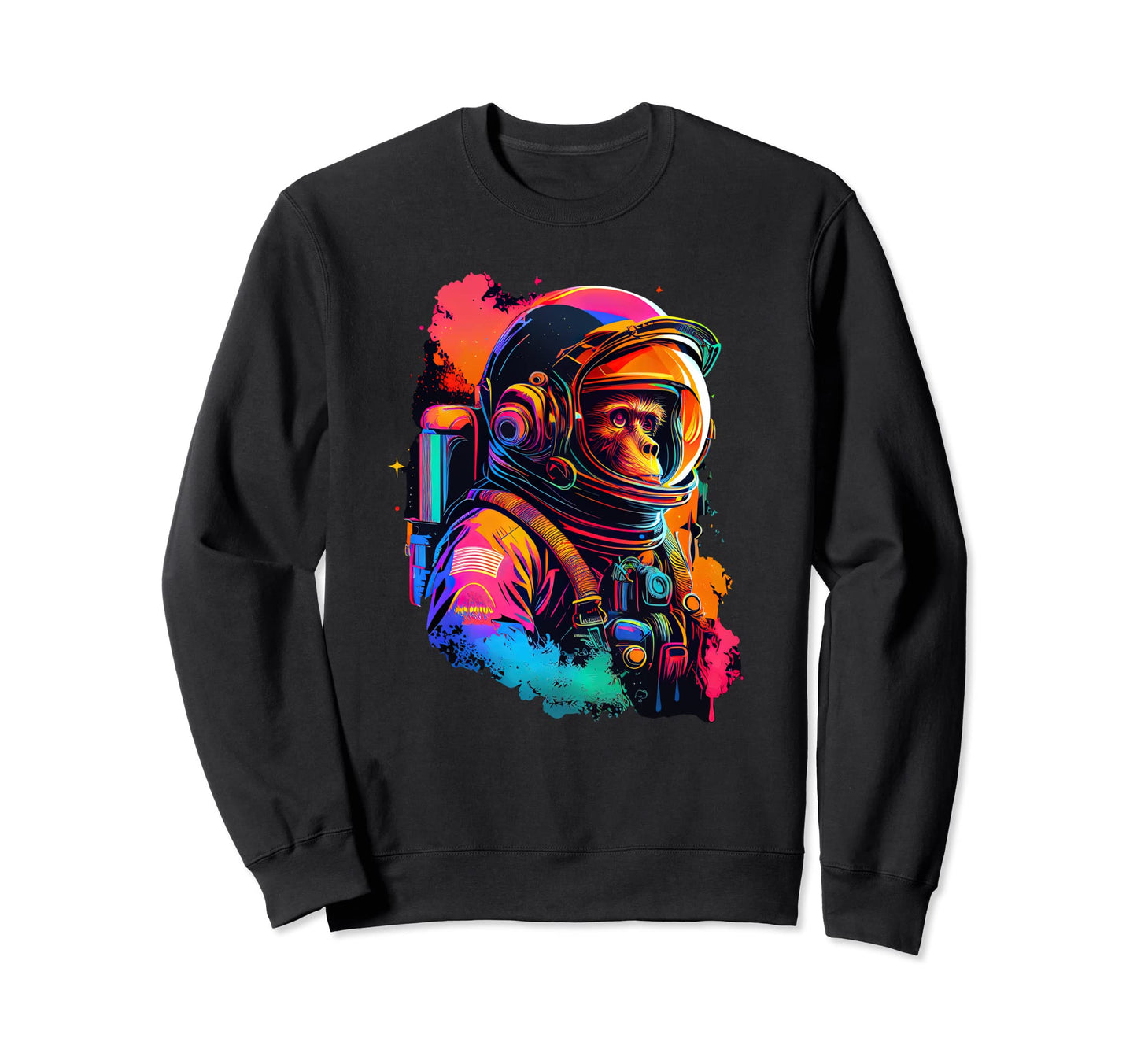 Synthwave Retrowave Astronaut Monkey Sweatshirt - Custom Art Print Unisex - T-Shirt, Sweatshirt, Hoodie