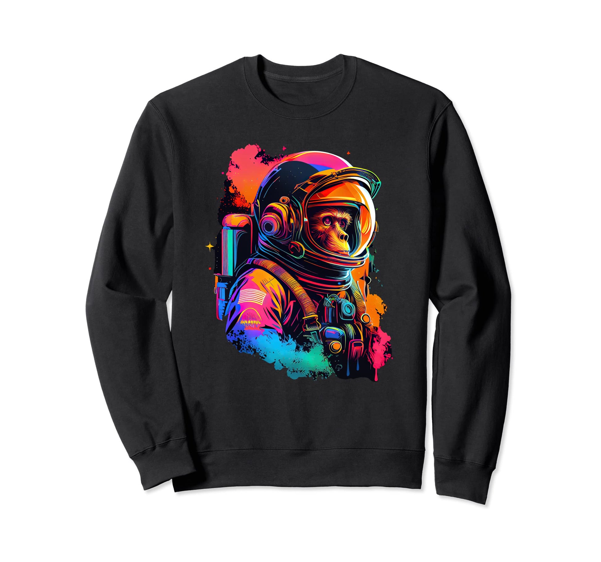 Synthwave Retrowave Astronaut Monkey Sweatshirt - Custom Art Print Unisex - T-Shirt, Sweatshirt, Hoodie