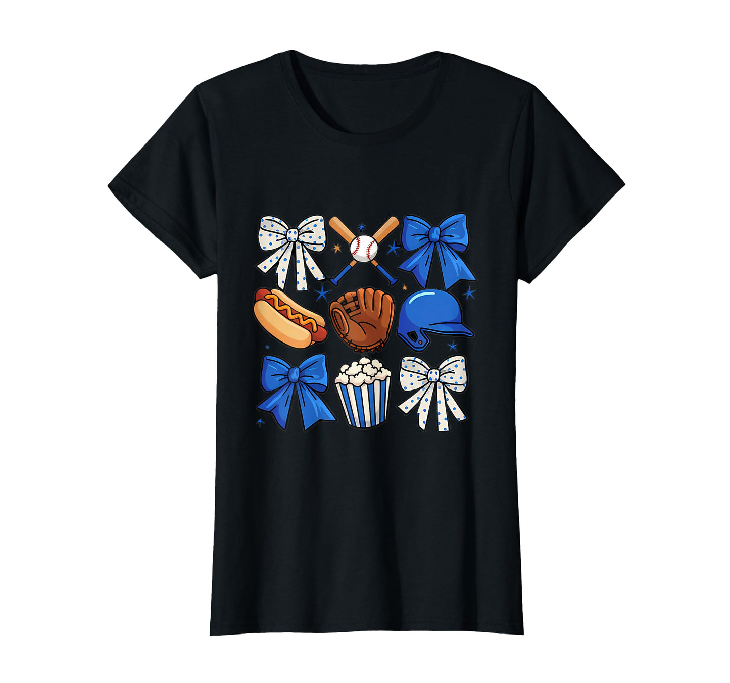 Baseball Game Day Blue Coquette Bow T-Shirt - Novelty Apparel Unisex - T-Shirt, Sweatshirt, Hoodie