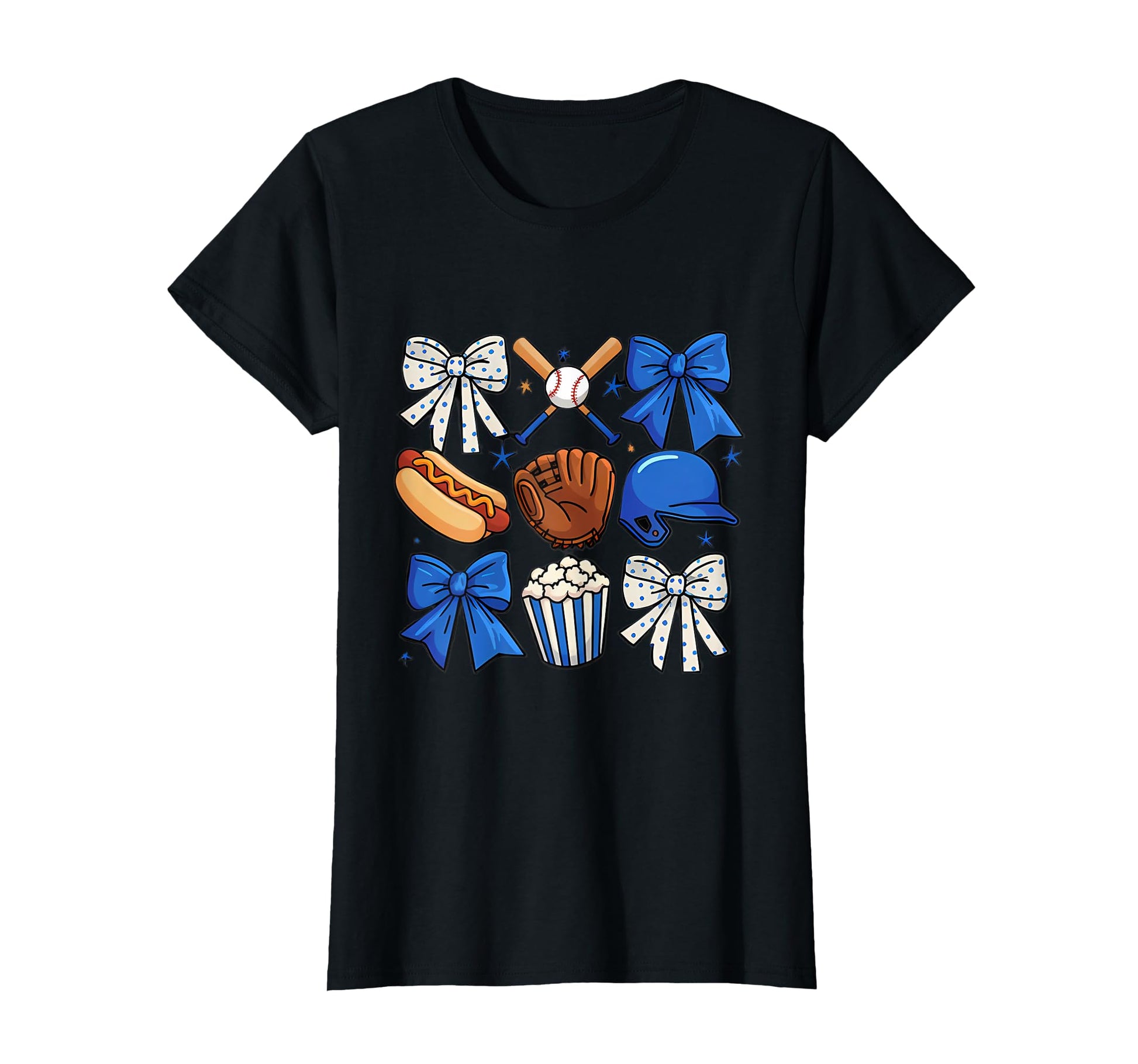 Baseball Game Day Blue Coquette Bow T-Shirt - Novelty Apparel Unisex - T-Shirt, Sweatshirt, Hoodie