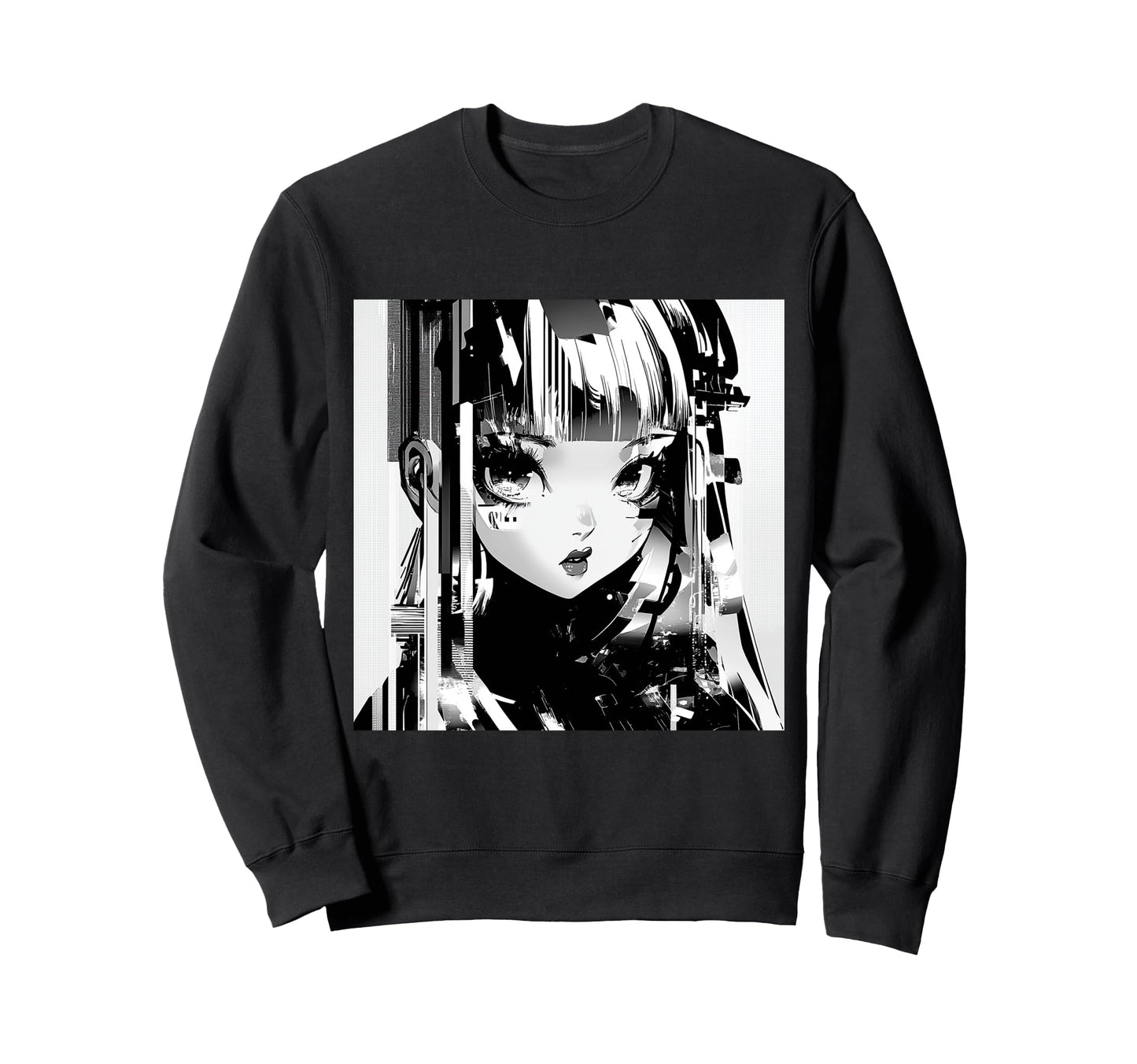 Glitchcore Kawaii Anime Gothic Grunge Sweatshirt - Graphic Print Unisex - T-Shirt, Sweatshirt, Hoodie