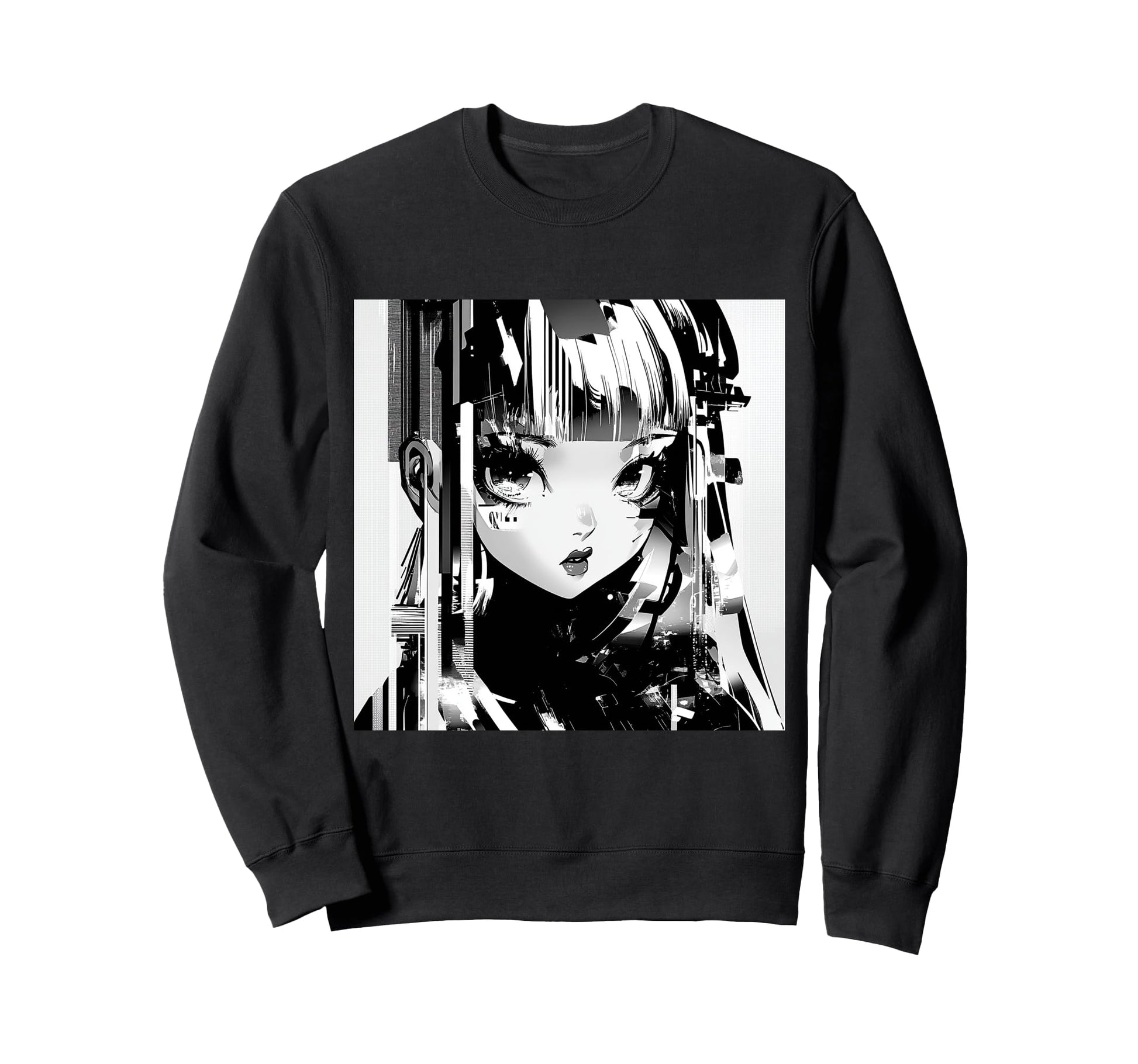Glitchcore Kawaii Anime Gothic Grunge Sweatshirt - Graphic Print Unisex - T-Shirt, Sweatshirt, Hoodie