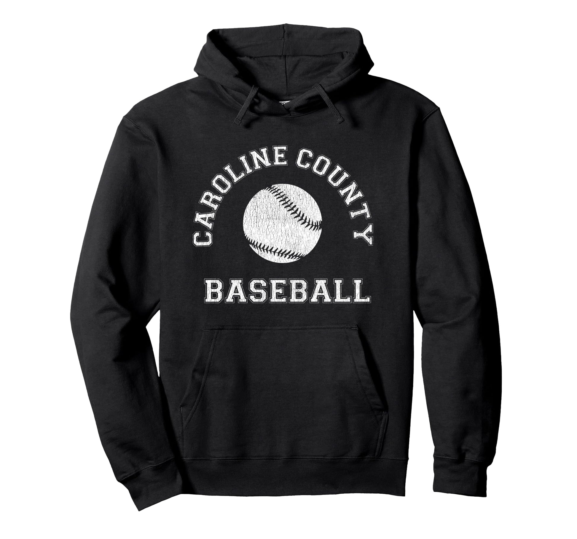 Caroline County Baseball Distressed Hoodie - Trendy Graphic for Adults - T-Shirt, Sweatshirt, Hoodie