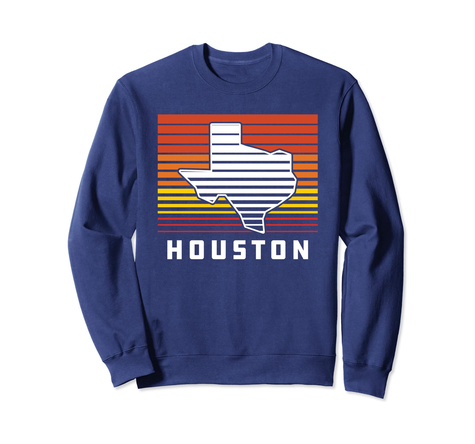 Houston Texas Sunset Gradient Stripes Sweatshirt - Trendy Graphic Men Women - T-Shirt, Sweatshirt, Hoodie