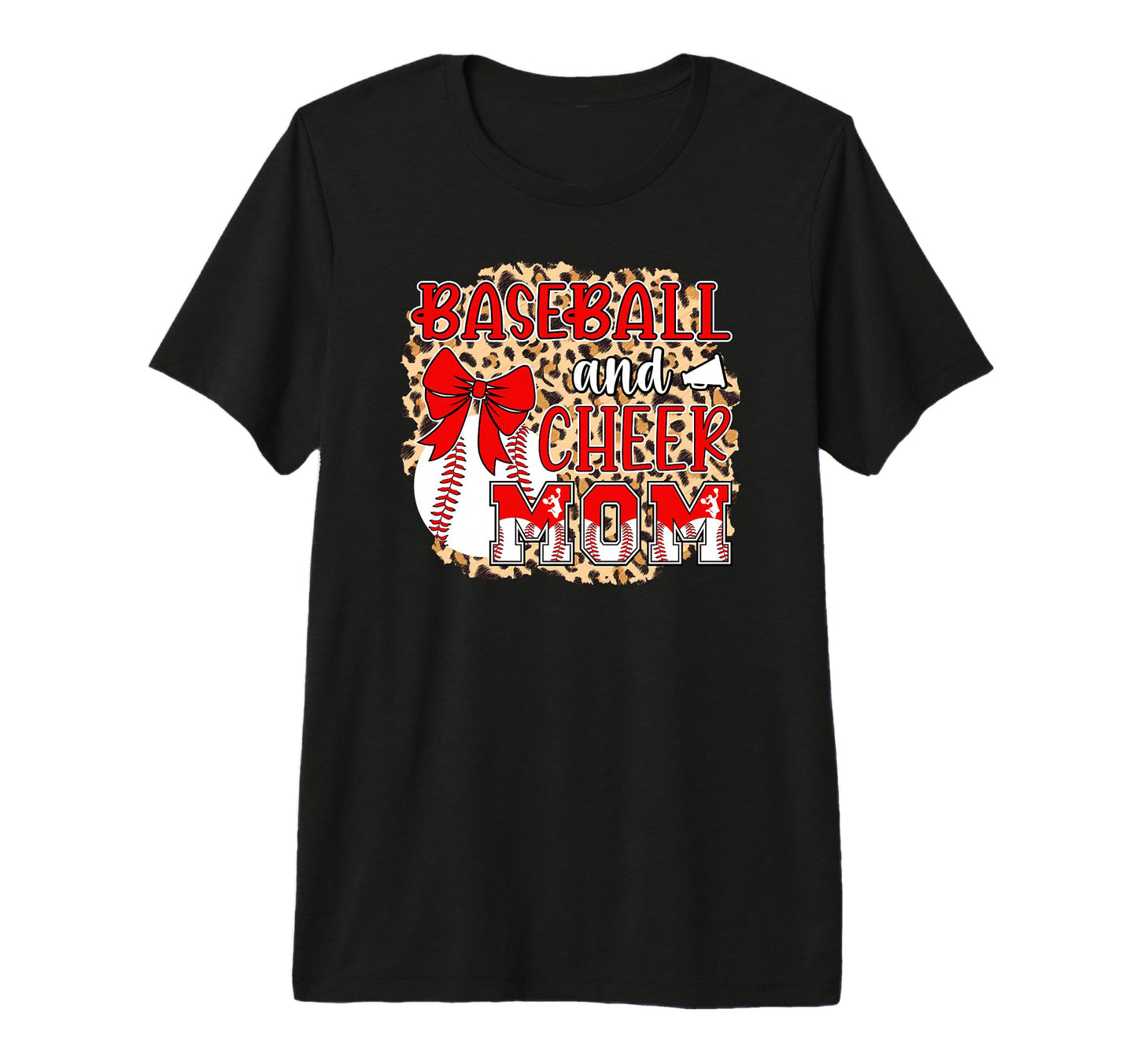 Baseball And Cheer Mom Leopard T-Shirt - Custom Art Print Unisex - T-Shirt, Sweatshirt, Hoodie