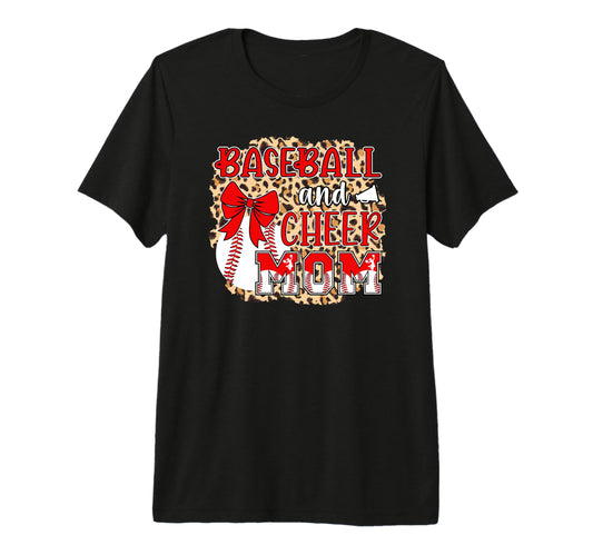 Baseball And Cheer Mom Leopard T-Shirt - Custom Art Print Unisex - T-Shirt, Sweatshirt, Hoodie