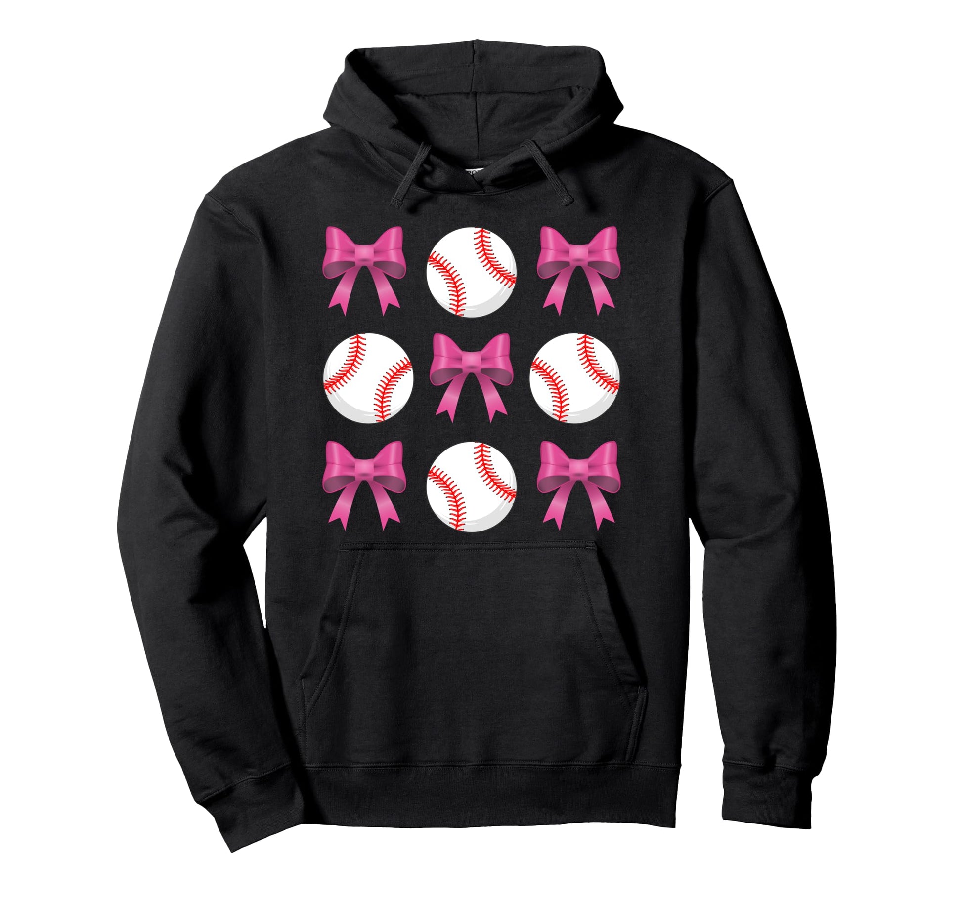 Baseball Mom Mama Coquette Bow Happy Hoodie - Minimalist Print Unisex - T-Shirt, Sweatshirt, Hoodie