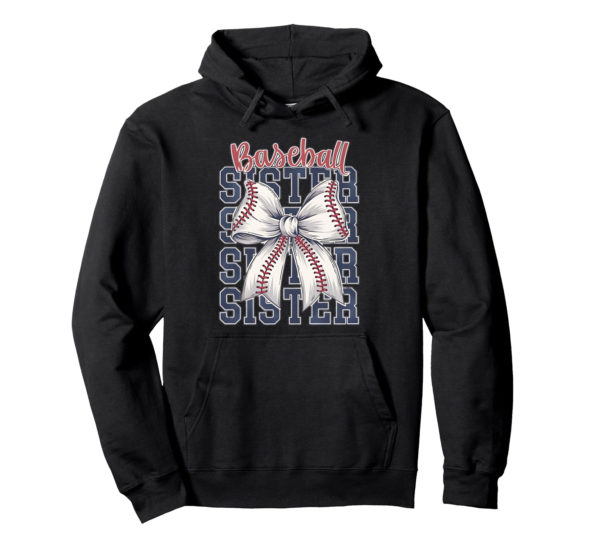 Baseball Sister Coquette Bow Hoodie - Graphic Print Men Women - T-Shirt, Sweatshirt, Hoodie