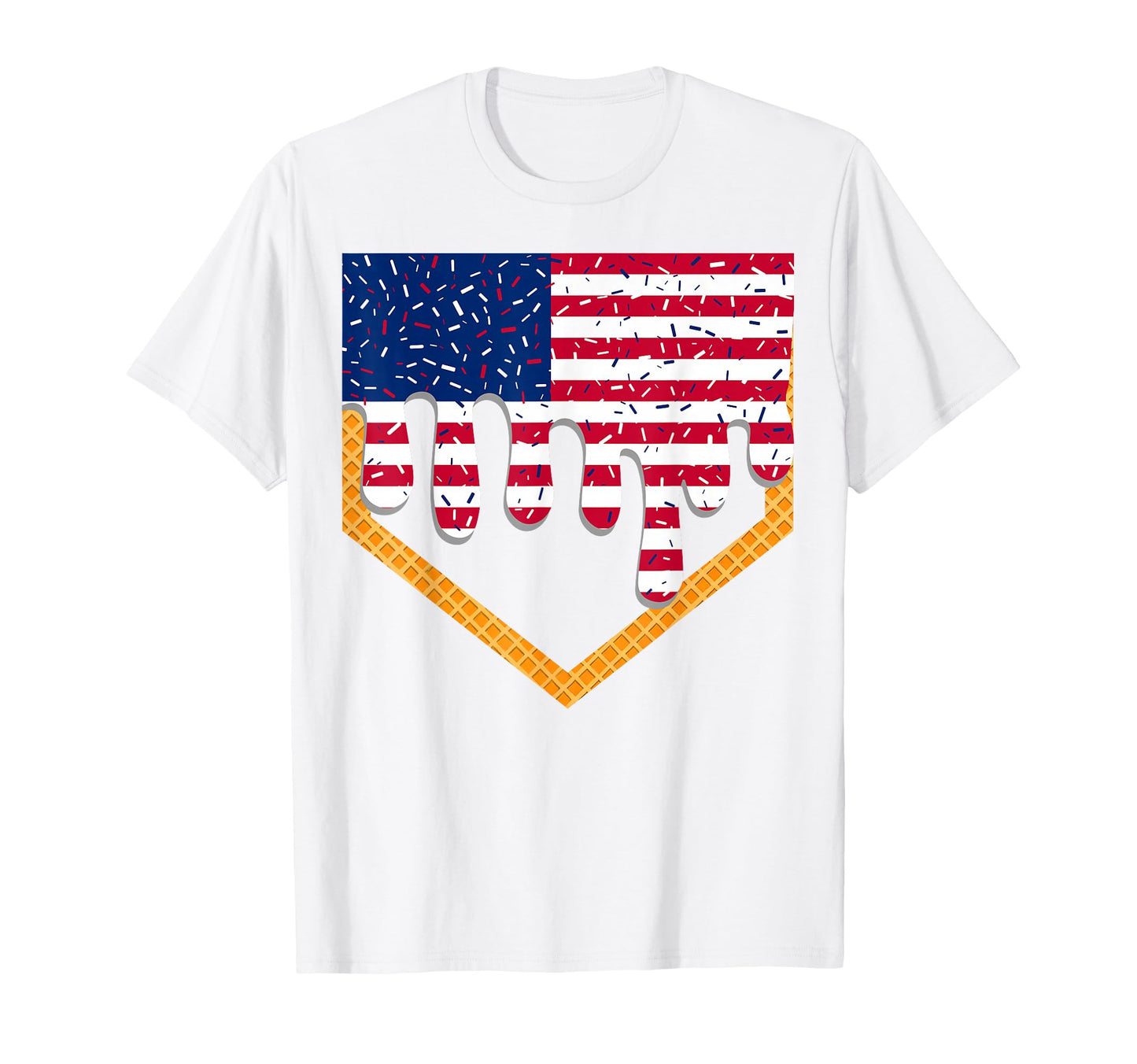 4Th July Baseball Drip Ice Cream T-Shirt - Fun Novelty Design Men Women - T-Shirt, Sweatshirt, Hoodie
