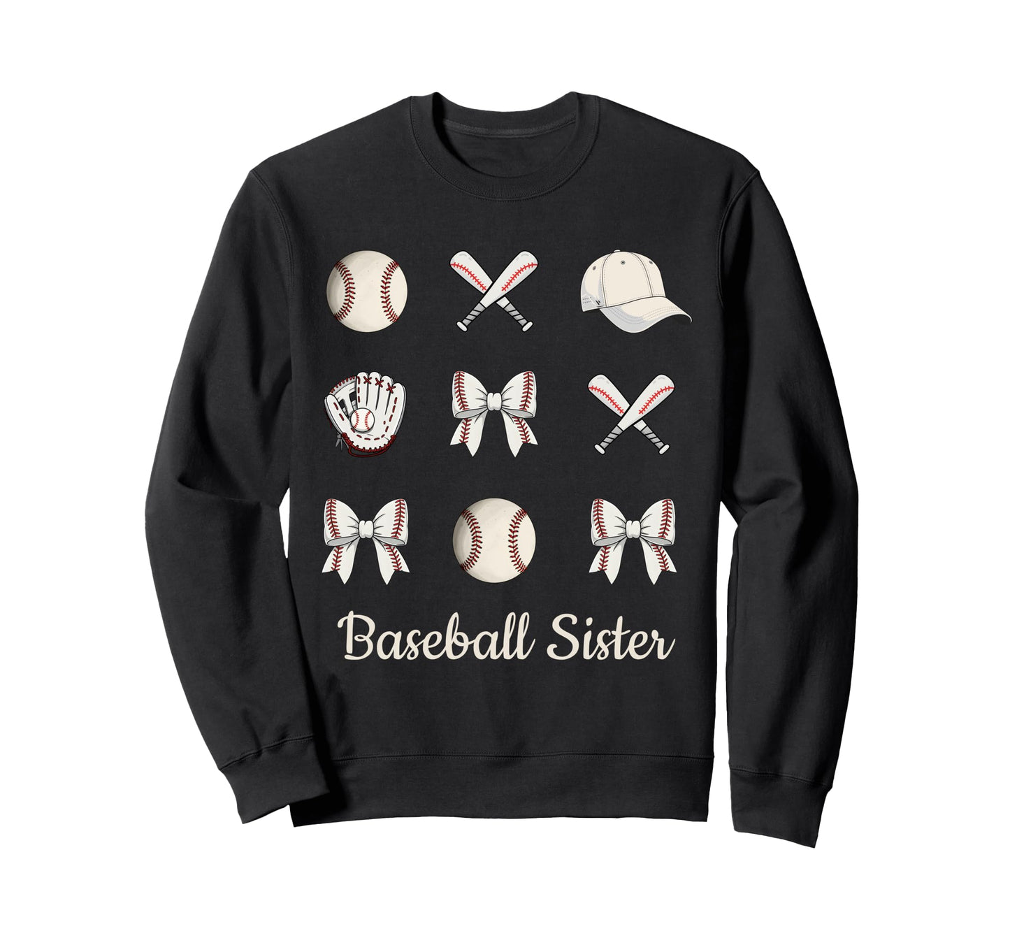 Baseball Sister Coquette Bow Sports Sweatshirt - Unique Graphic for Adults - T-Shirt, Sweatshirt, Hoodie