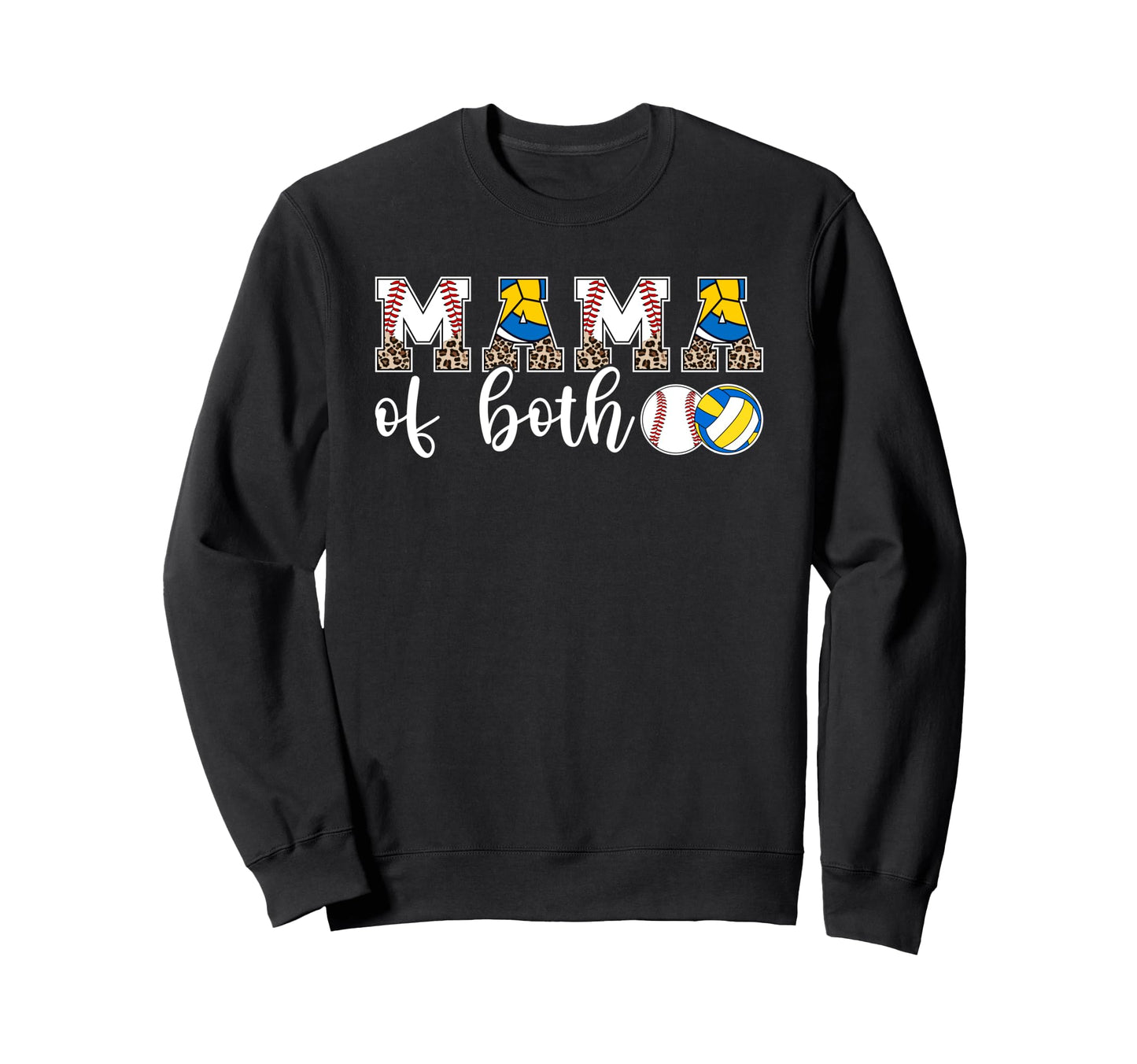 Mama Both Leopard Volleyball Sweatshirt - Custom Art Print for Adults - T-Shirt, Sweatshirt, Hoodie