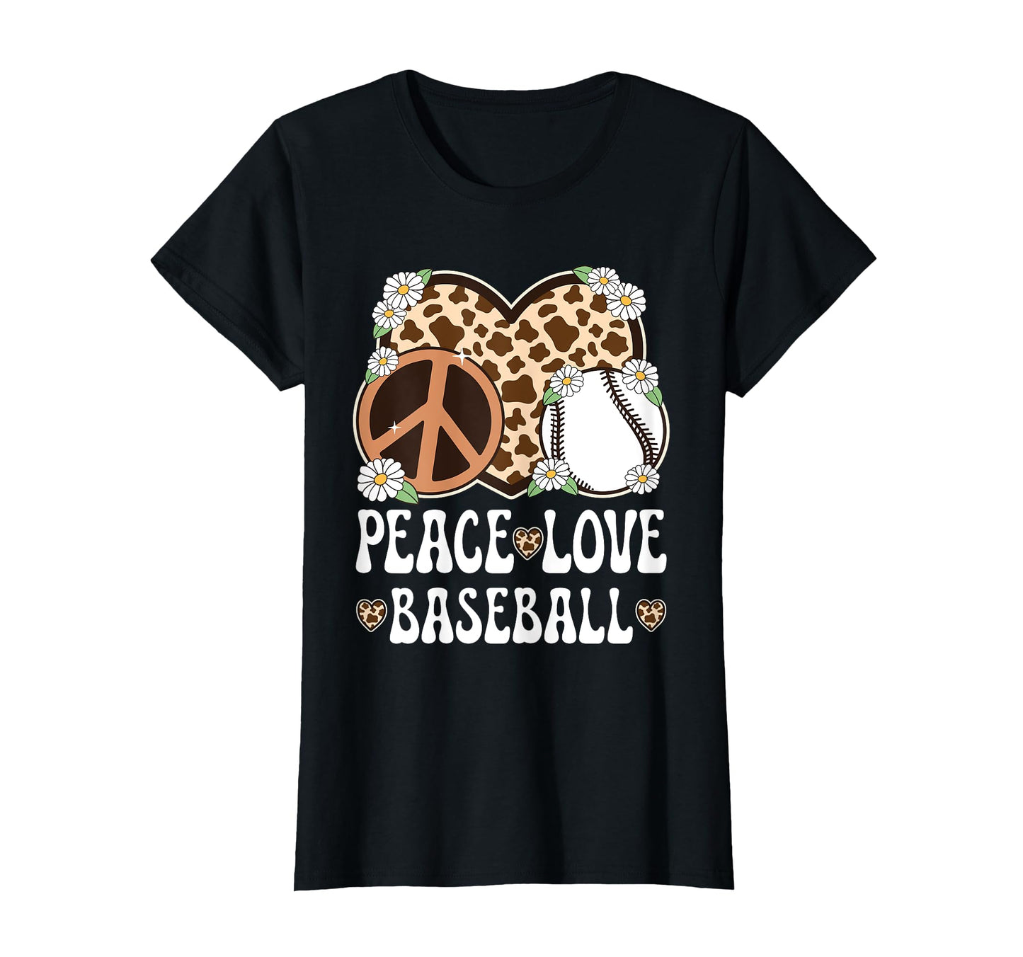 Peace Love Baseball Lover Cow Baseball T-Shirt - Aesthetic Graphic Unisex - T-Shirt, Sweatshirt, Hoodie